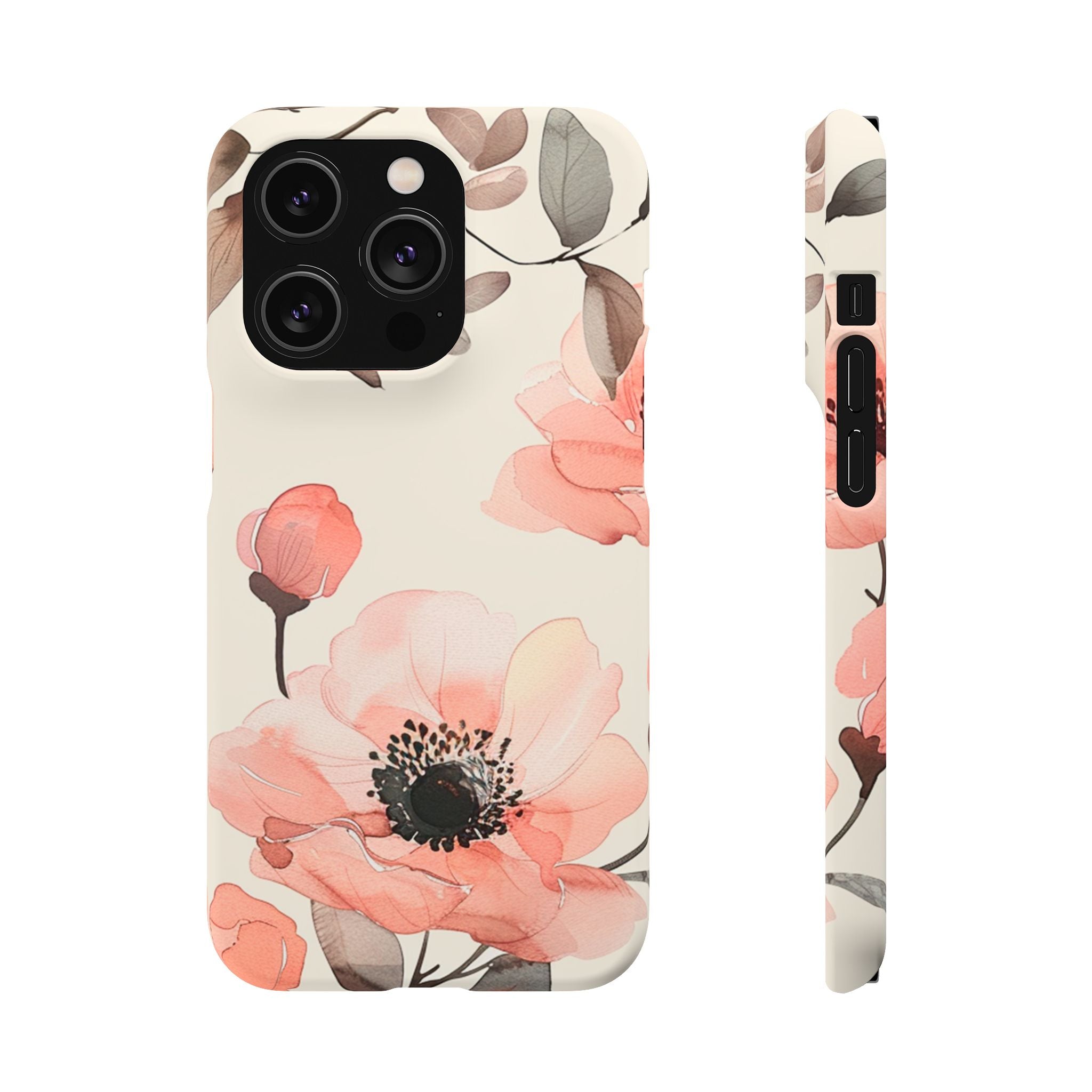 Floral Snap Phone Case — Blush Watercolor Poppies