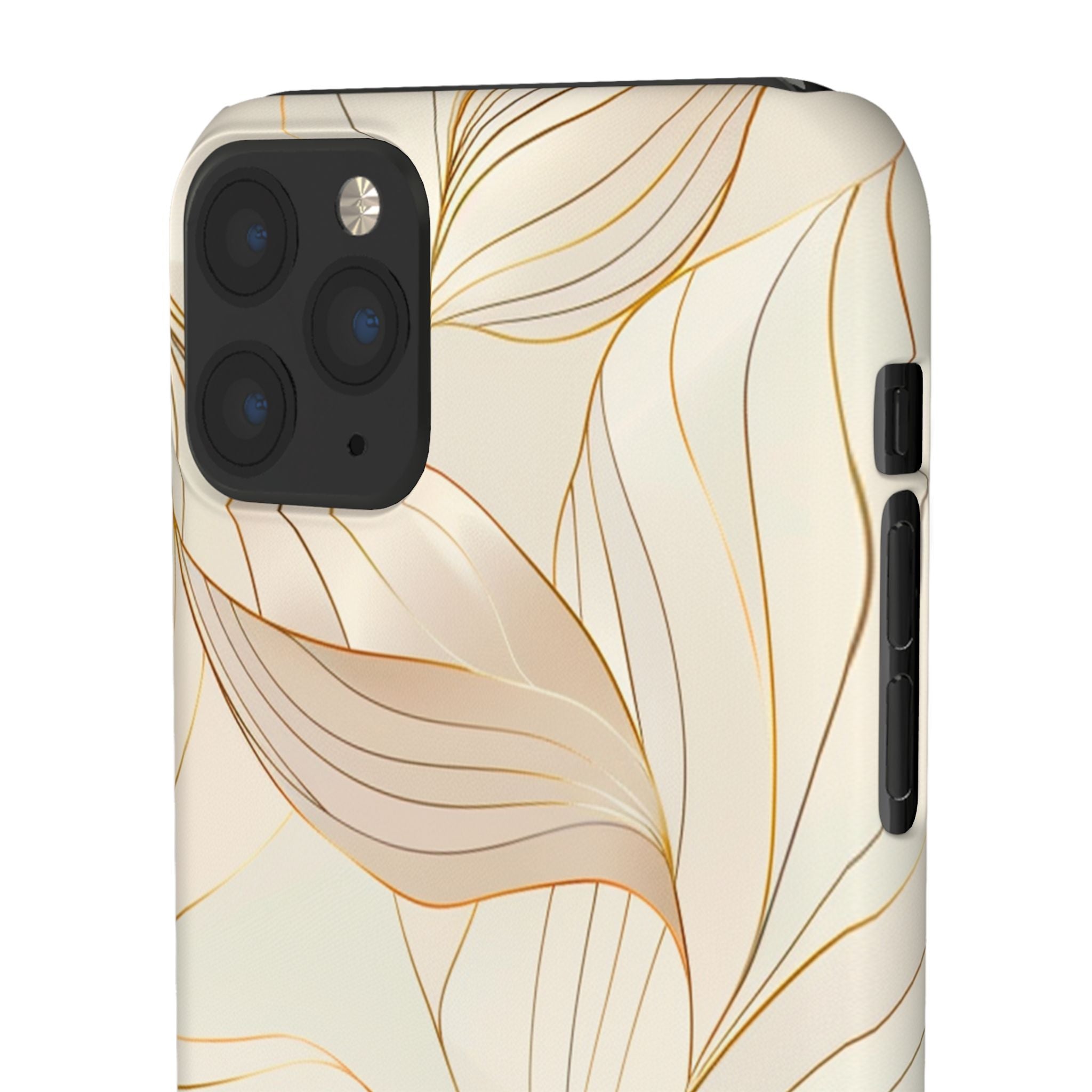 Floral Gold Leaf Phone Case — Elegant Neutral Botanical Snap Case