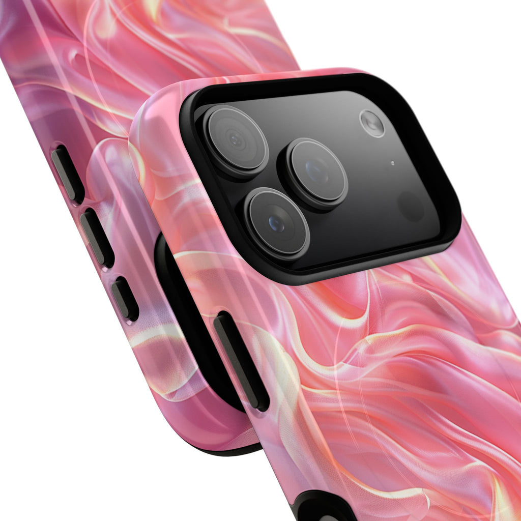 Pink Swirl Tough Magnetic Phone Case — Protective Magnetic iPhone Cover with Iridescent Marble Design