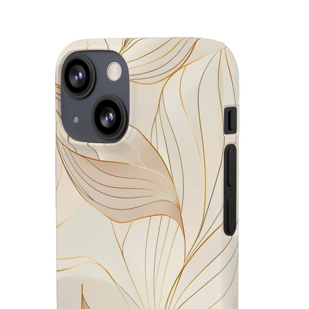Floral Gold Leaf Phone Case — Elegant Neutral Botanical Snap Case
