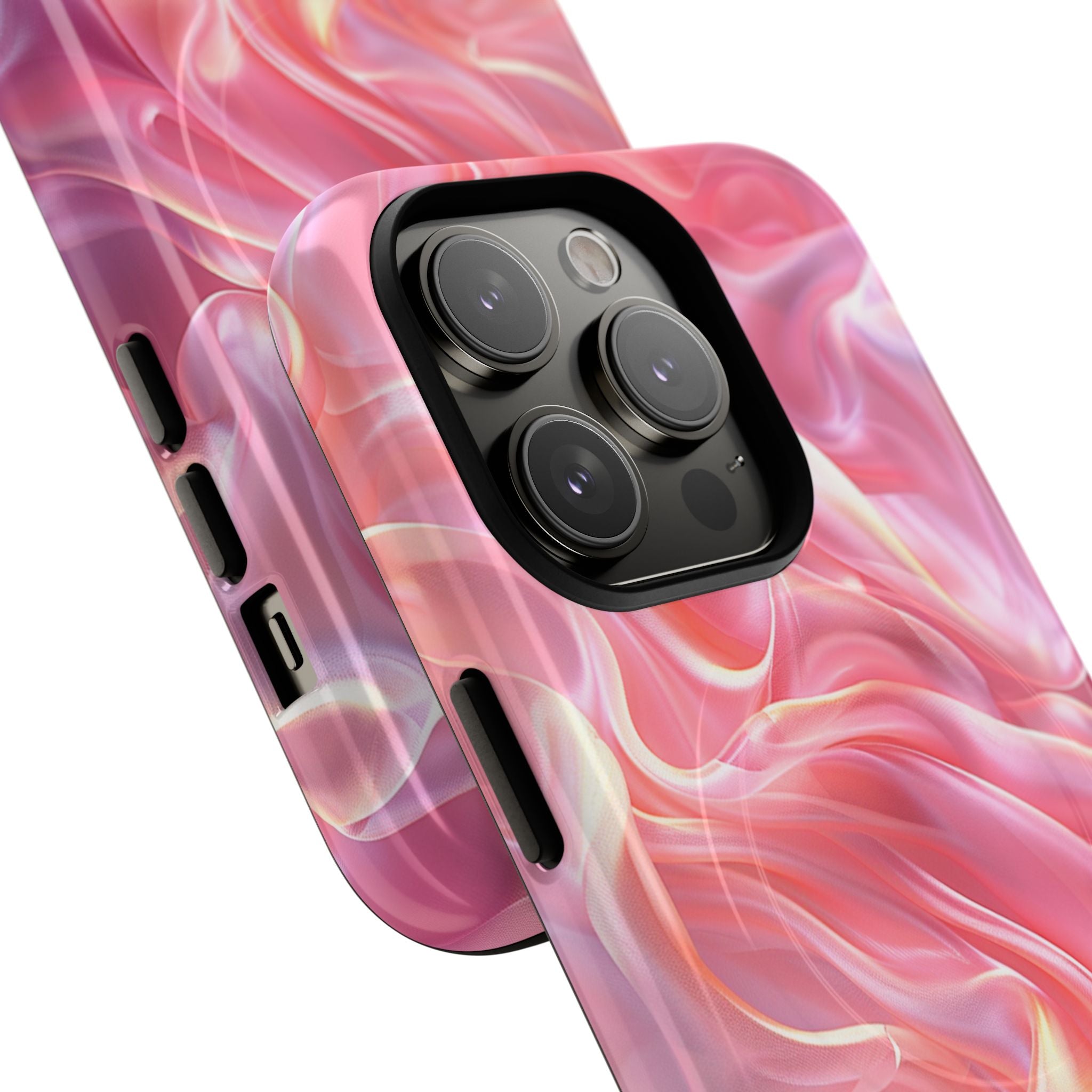 Pink Swirl Tough Magnetic Phone Case — Protective Magnetic iPhone Cover with Iridescent Marble Design