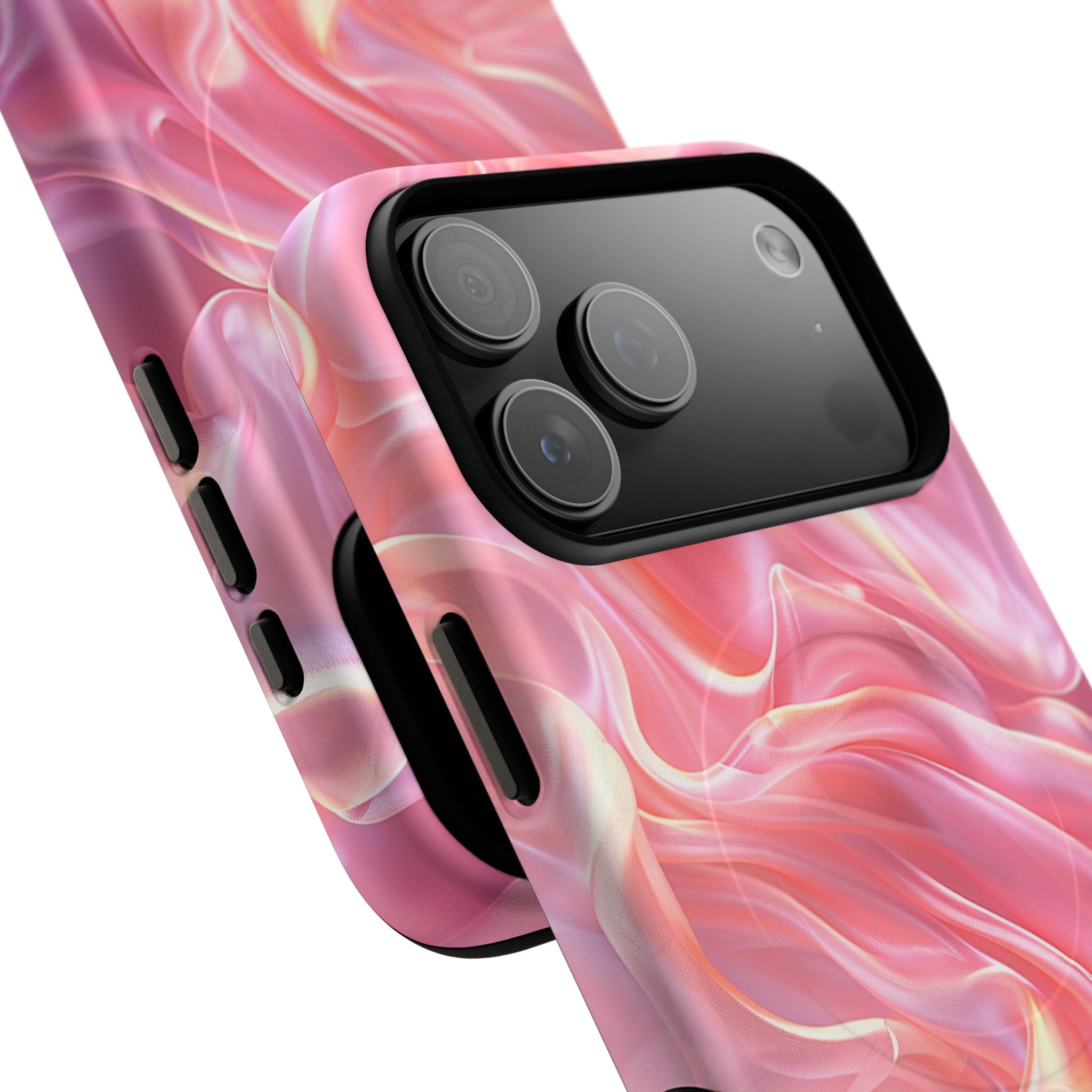 Pink Swirl Tough Magnetic Phone Case — Protective Magnetic iPhone Cover with Iridescent Marble Design