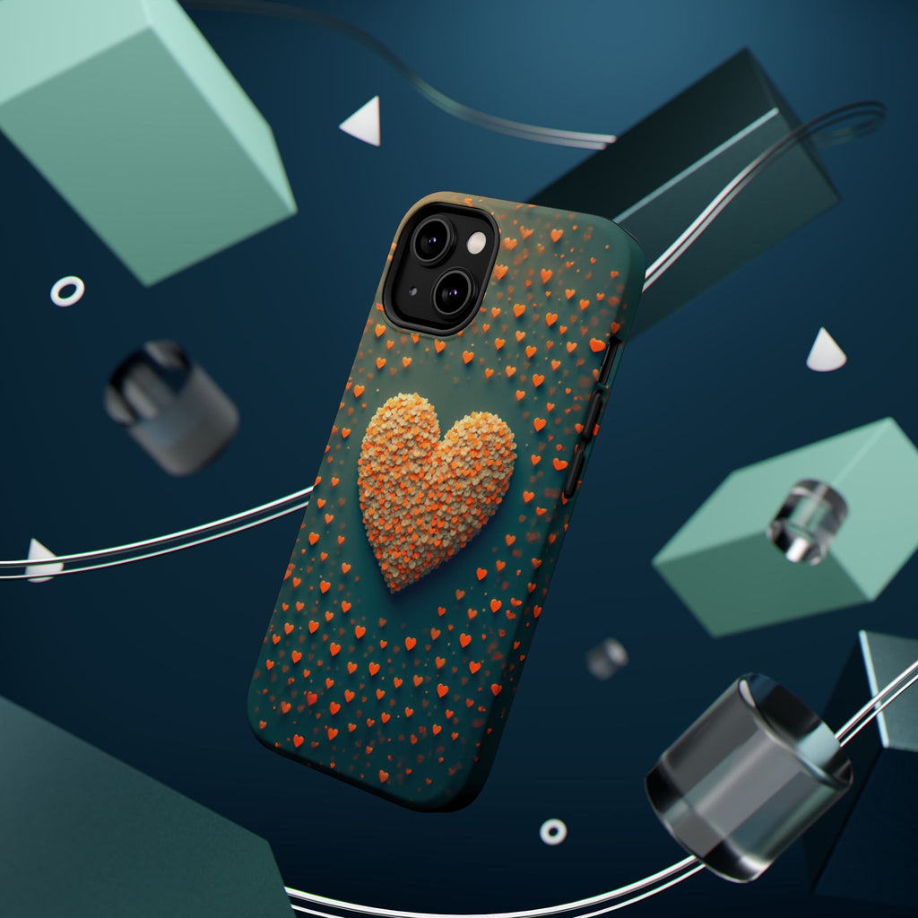 Magnetic Impact-Resistant Phone Case — Textured Heart Confetti Design