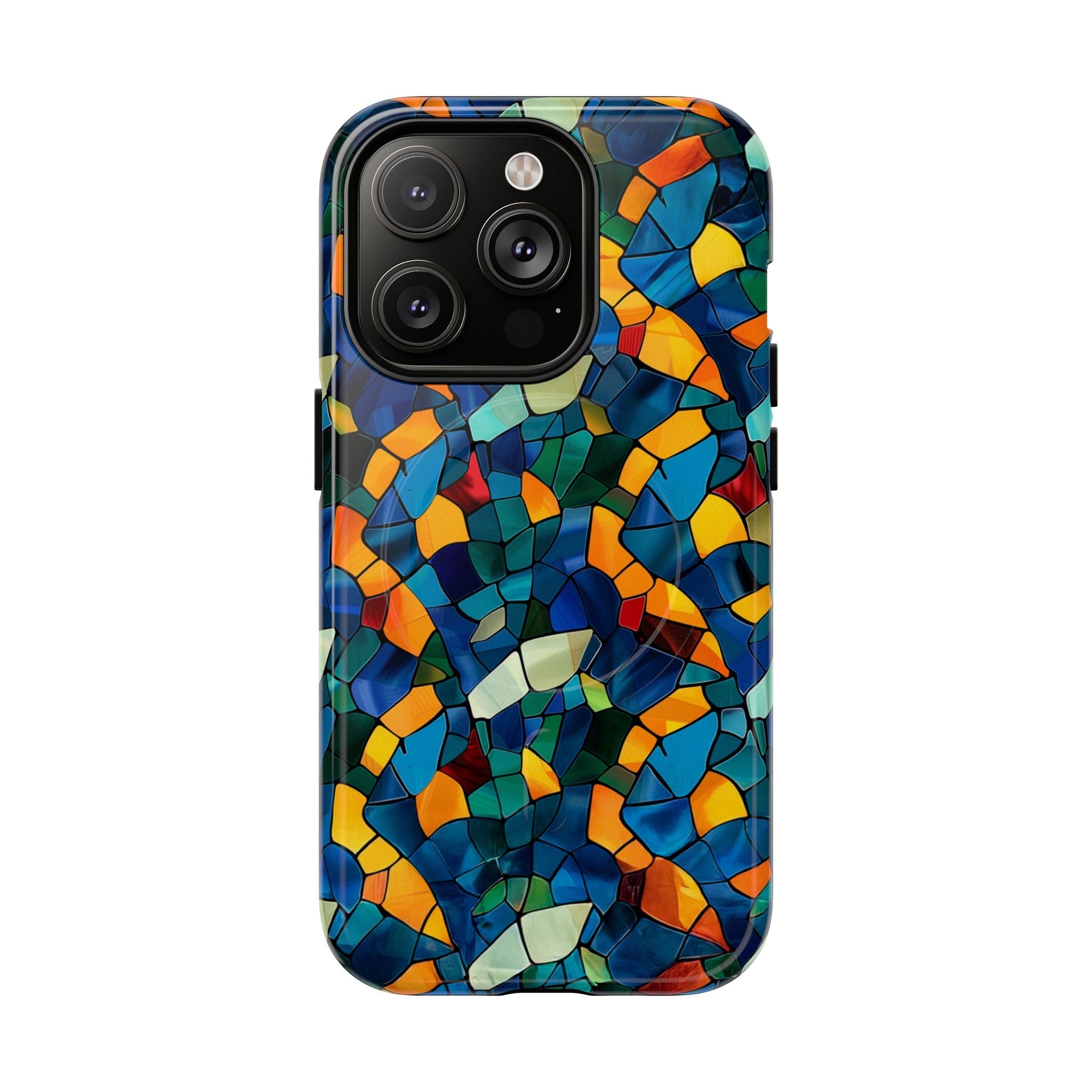 Stained Glass Mosaic Tough Magnetic Phone Case — Vibrant Abstract Protective Cover