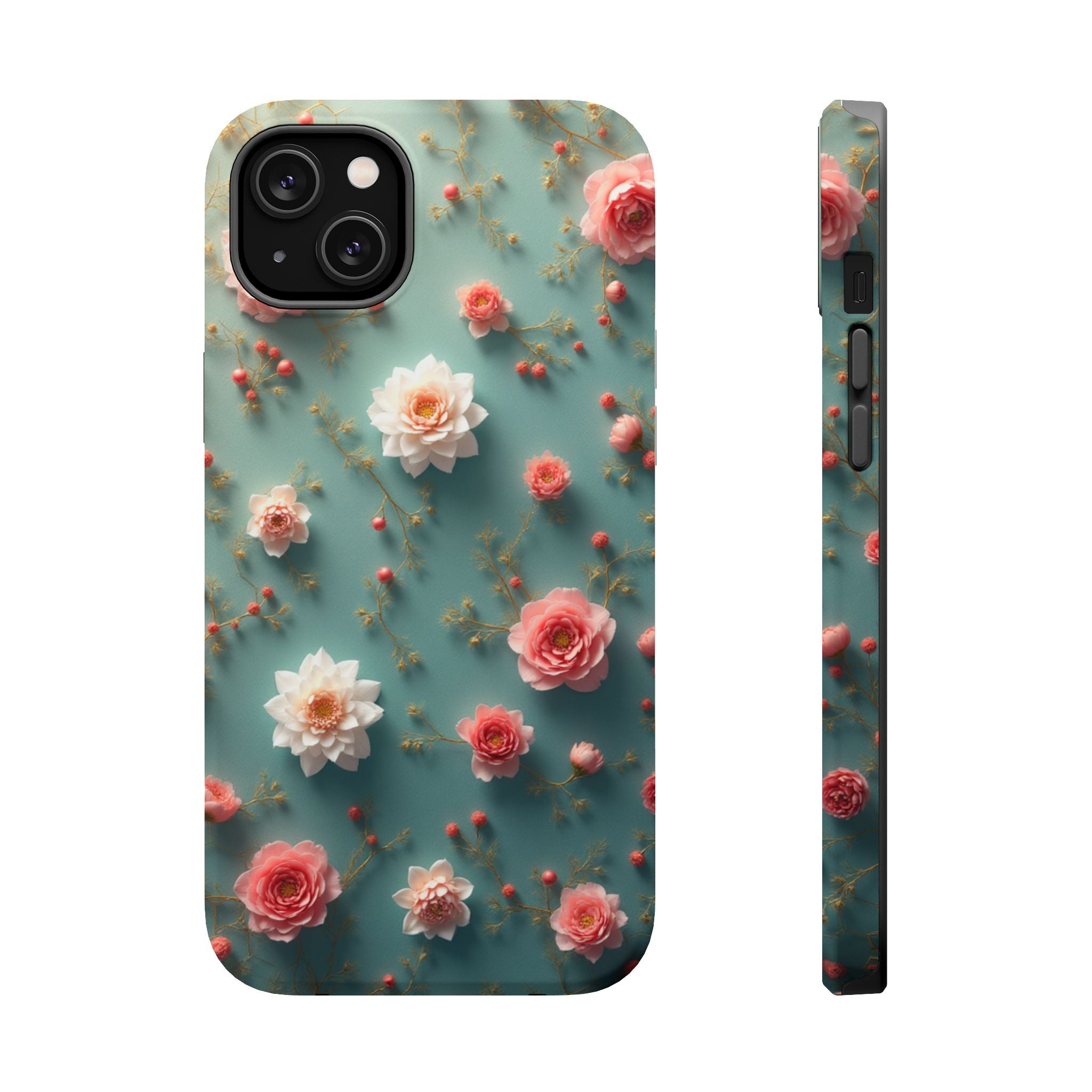 Floral Rose Pattern Magnetic Impact-Resistant Phone Case