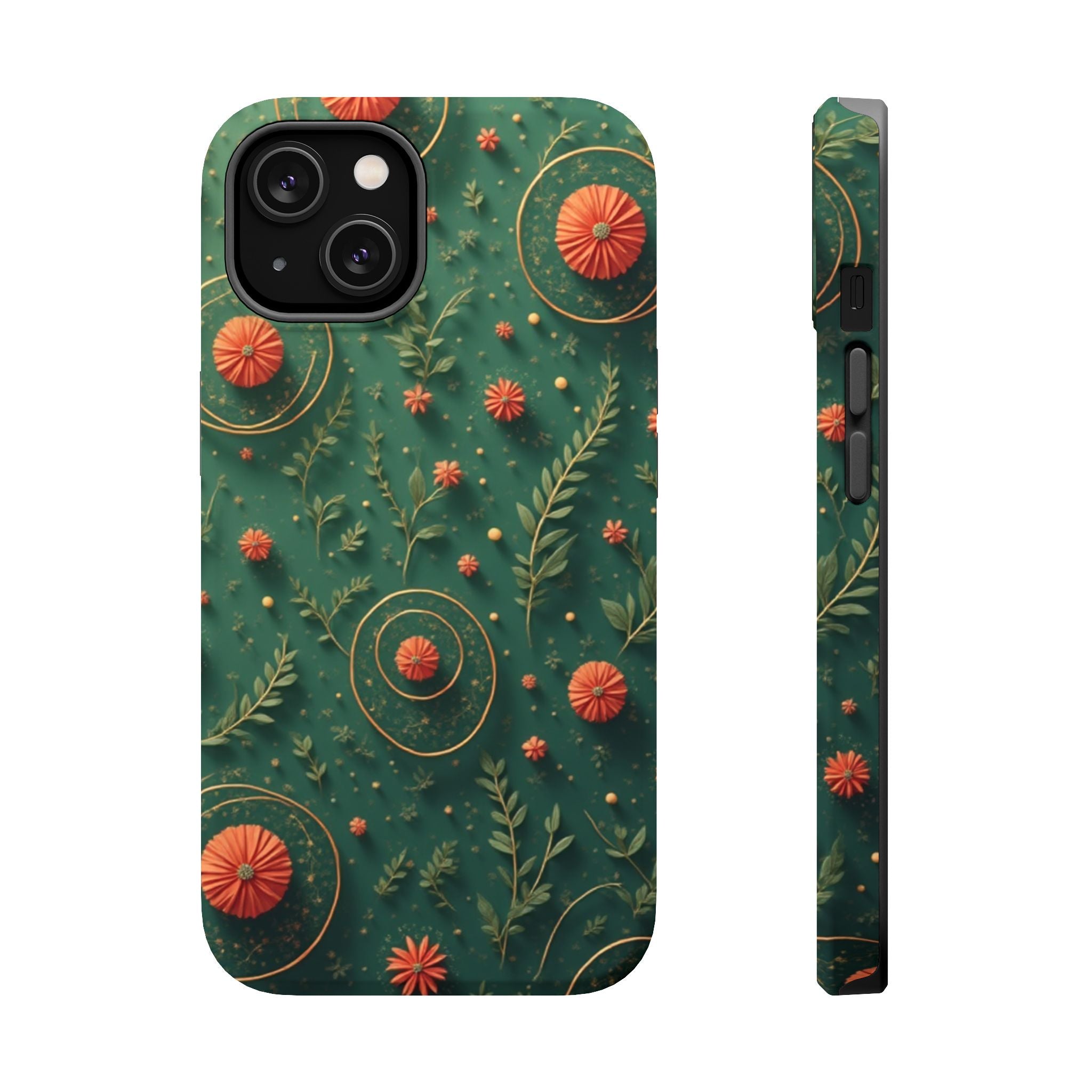 Floral Green Magnetic Impact Phone Case — Protective Botanical Design