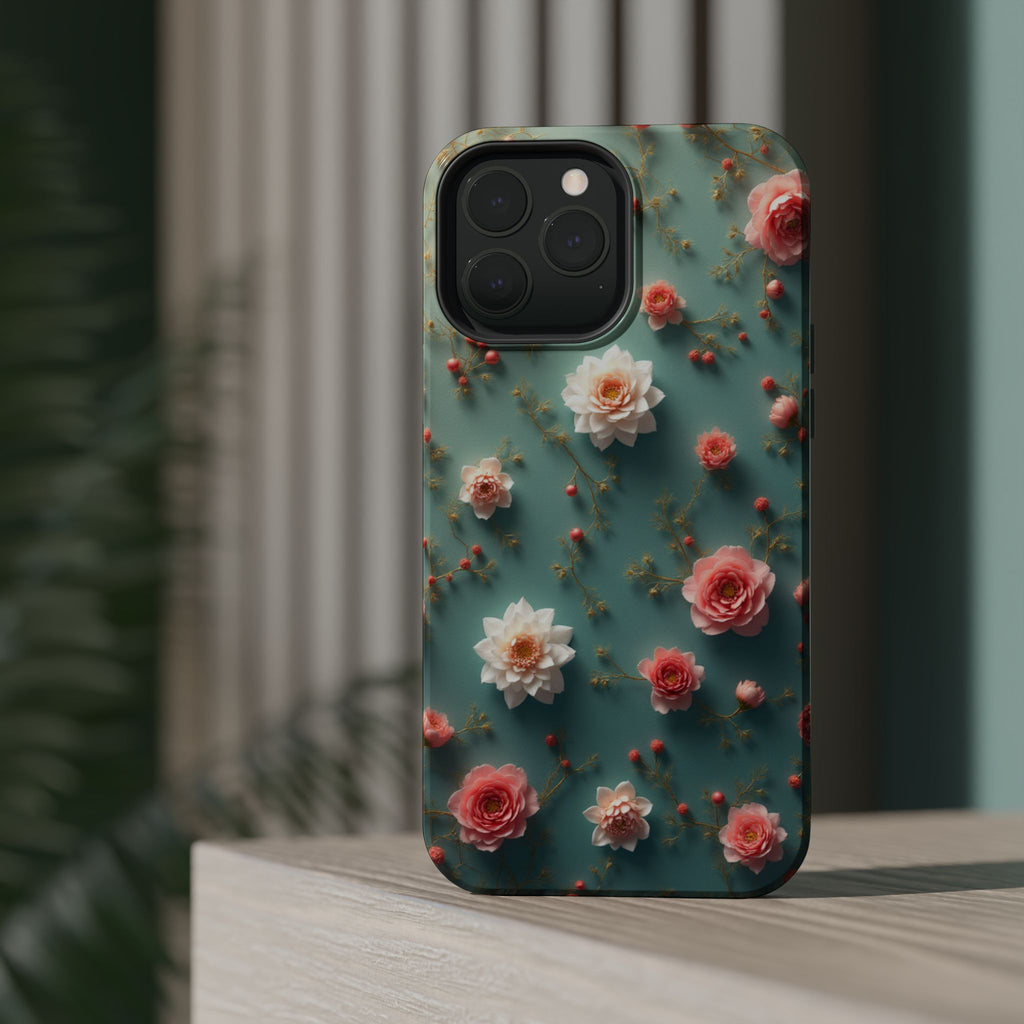 Floral Rose Pattern Magnetic Impact-Resistant Phone Case