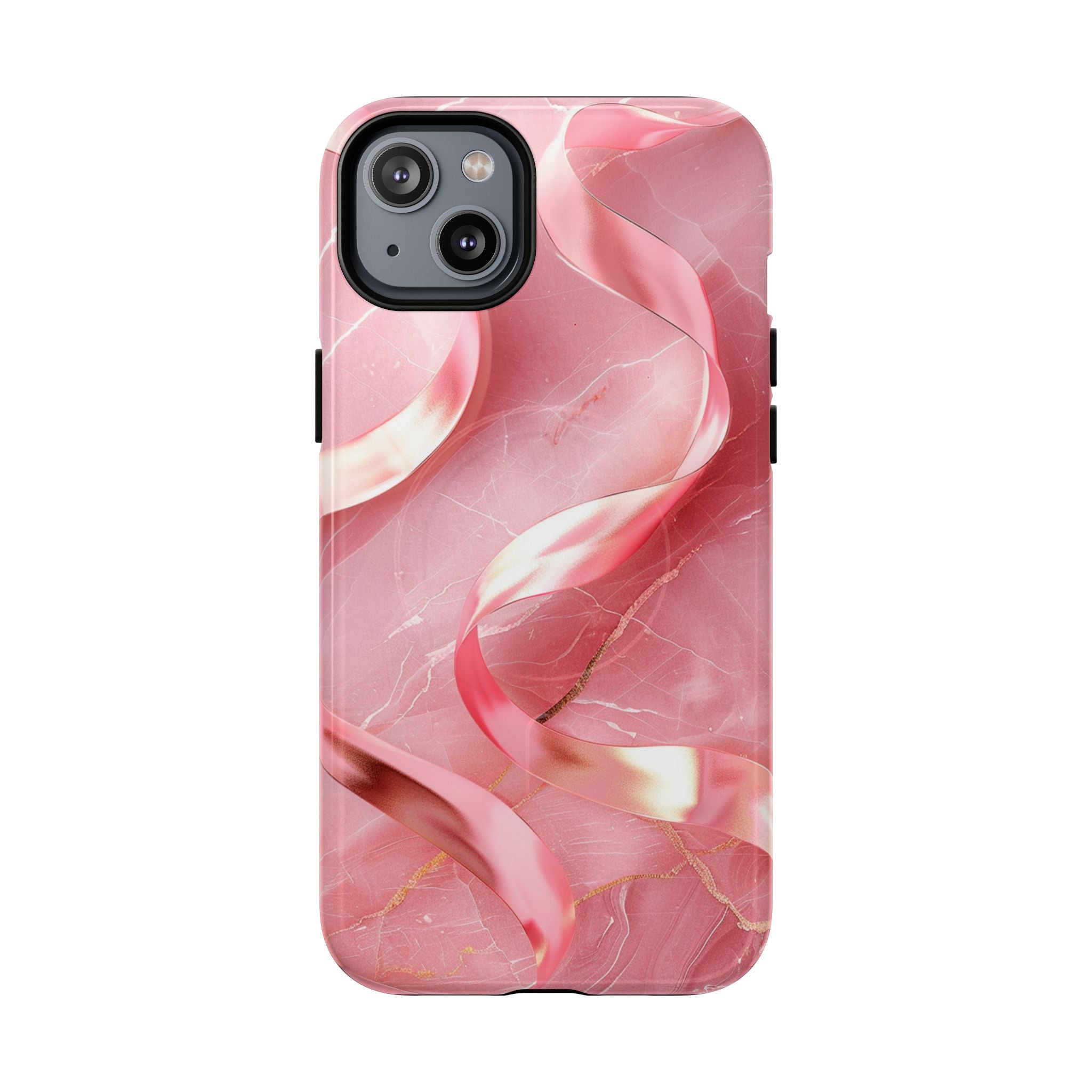 Pink Marble Tough Magnetic Phone Case — Abstract Rose Swirl Magnetic iPhone Cover