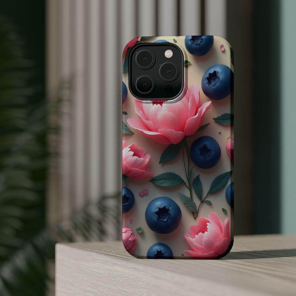 Floral Blueberry Phone Case — Magnetic Impact-Resistant