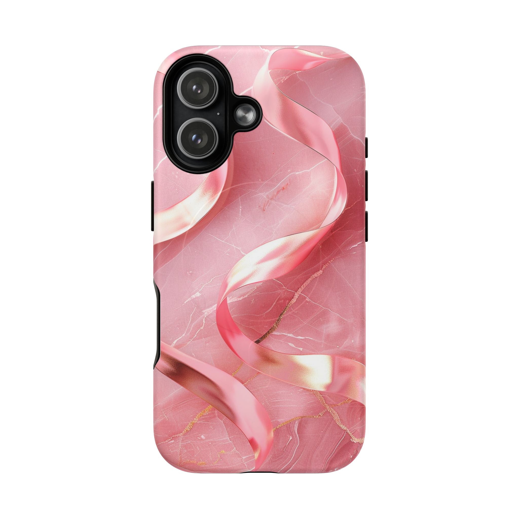 Pink Marble Tough Magnetic Phone Case — Abstract Rose Swirl Magnetic iPhone Cover