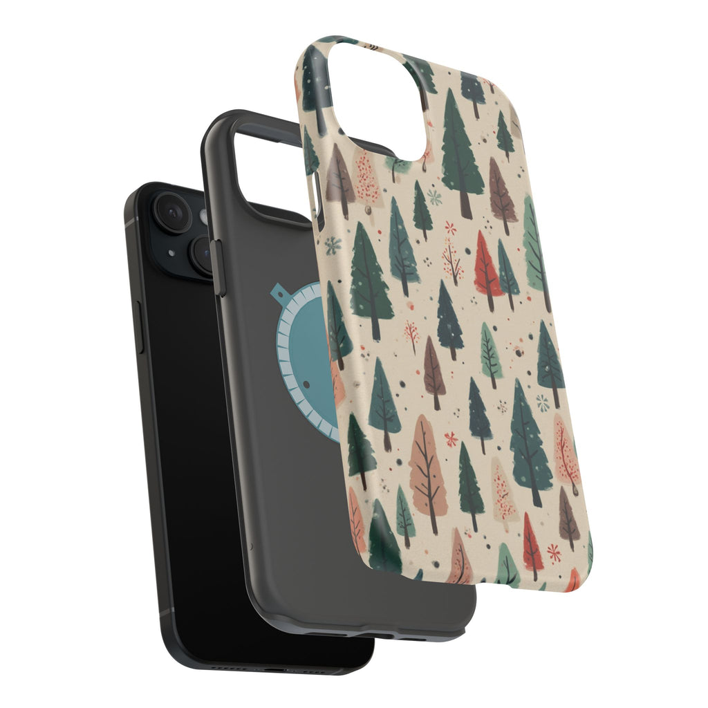 Forest Pattern Magnetic Impact-Resistant Phone Case — Winter Tree Design