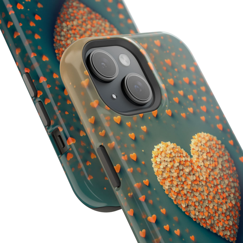 Magnetic Impact-Resistant Phone Case — Textured Heart Confetti Design