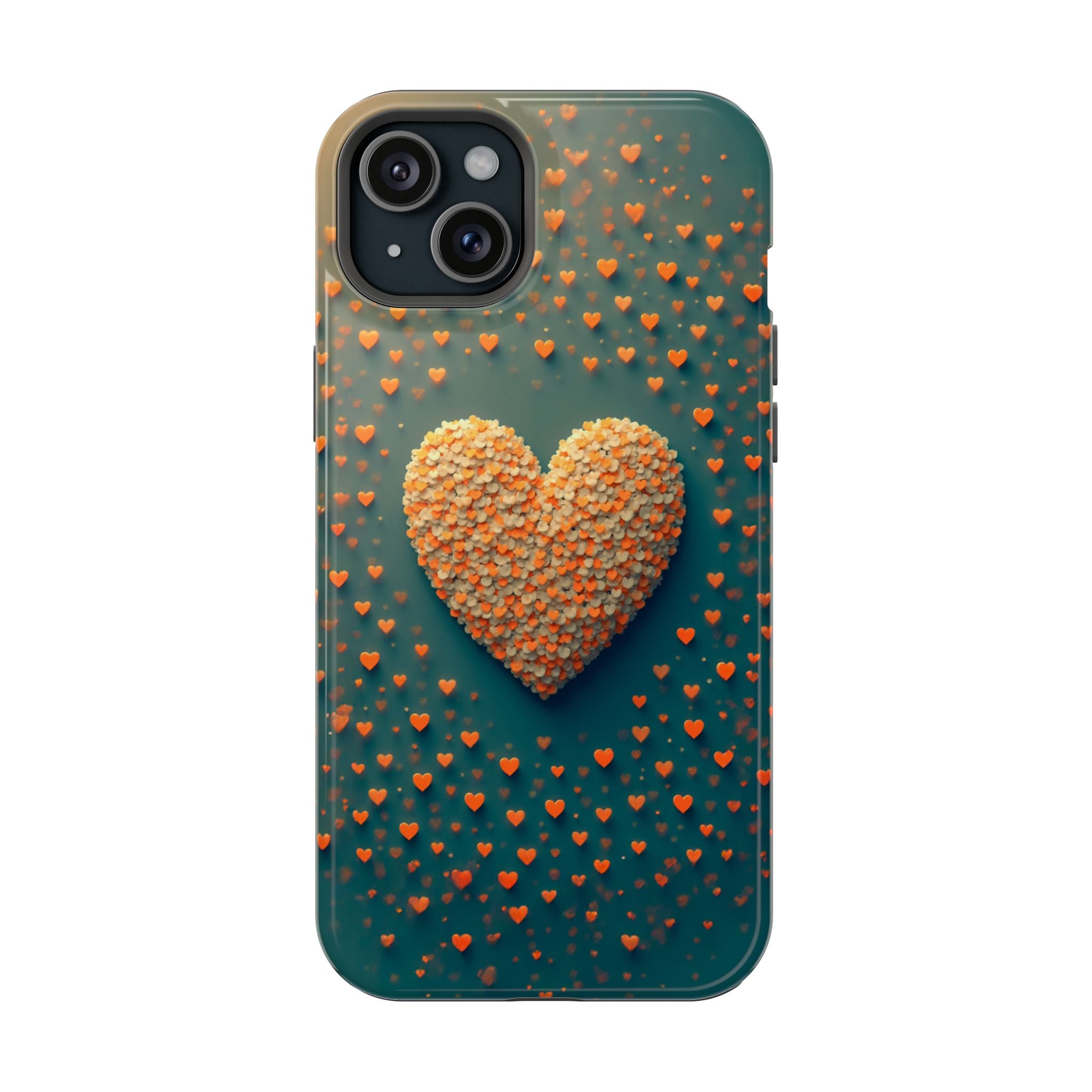 Magnetic Impact-Resistant Phone Case — Textured Heart Confetti Design