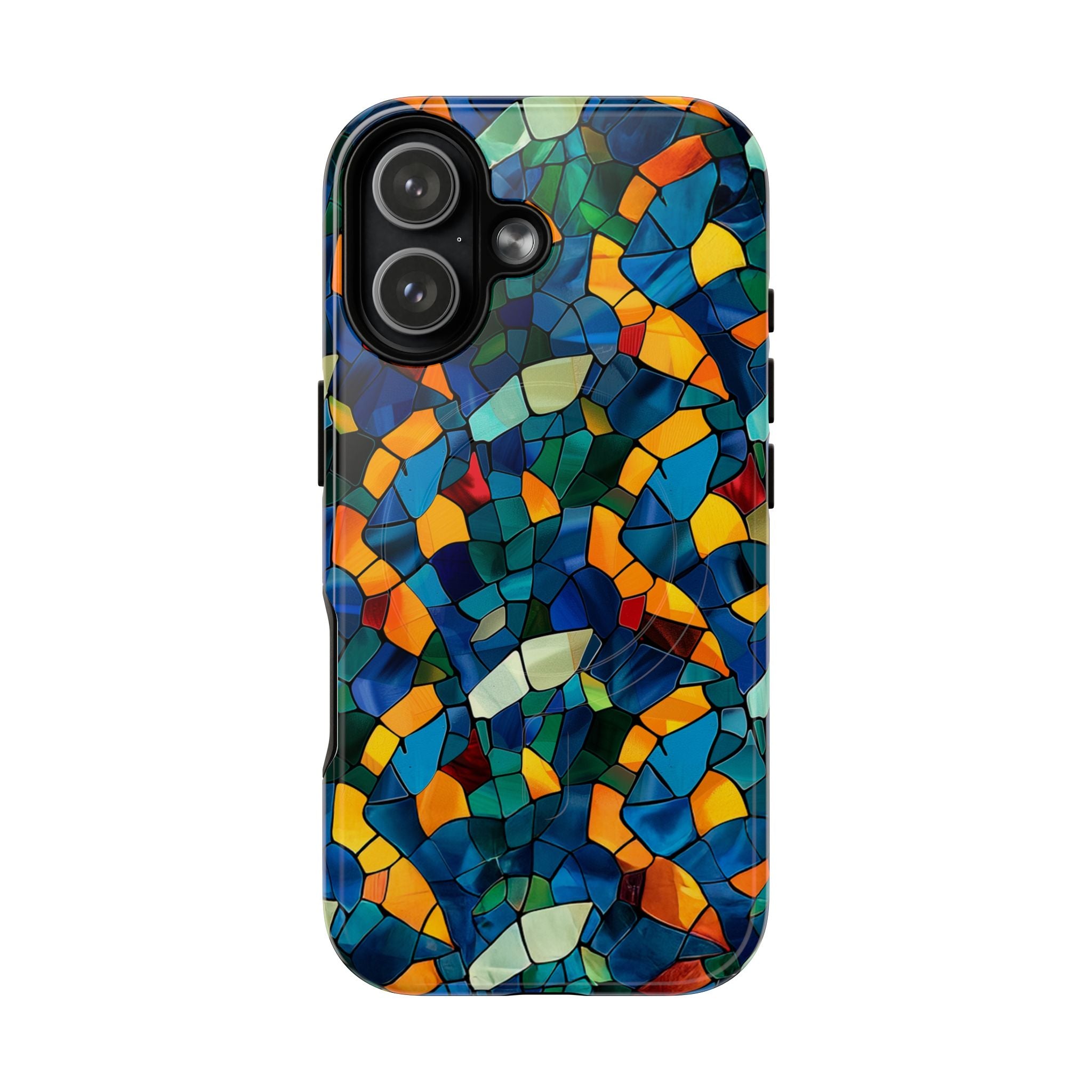 Stained Glass Mosaic Tough Magnetic Phone Case — Vibrant Abstract Protective Cover