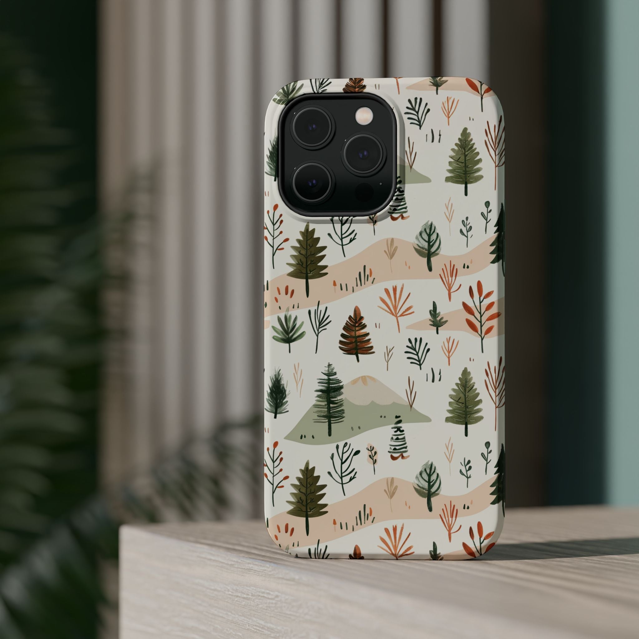 Magnetic Impact-Resistant Phone Case — Woodland Trees Pattern