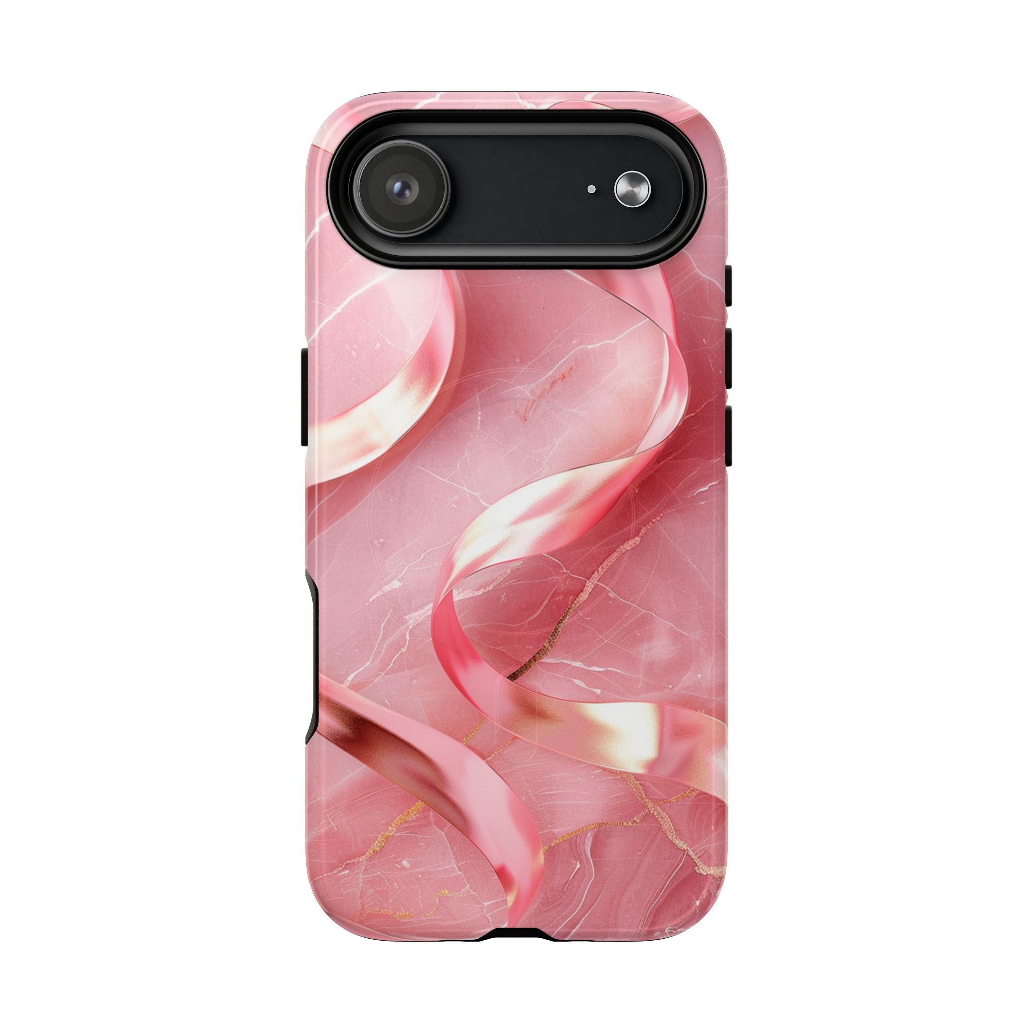 Pink Marble Tough Magnetic Phone Case — Abstract Rose Swirl Magnetic iPhone Cover