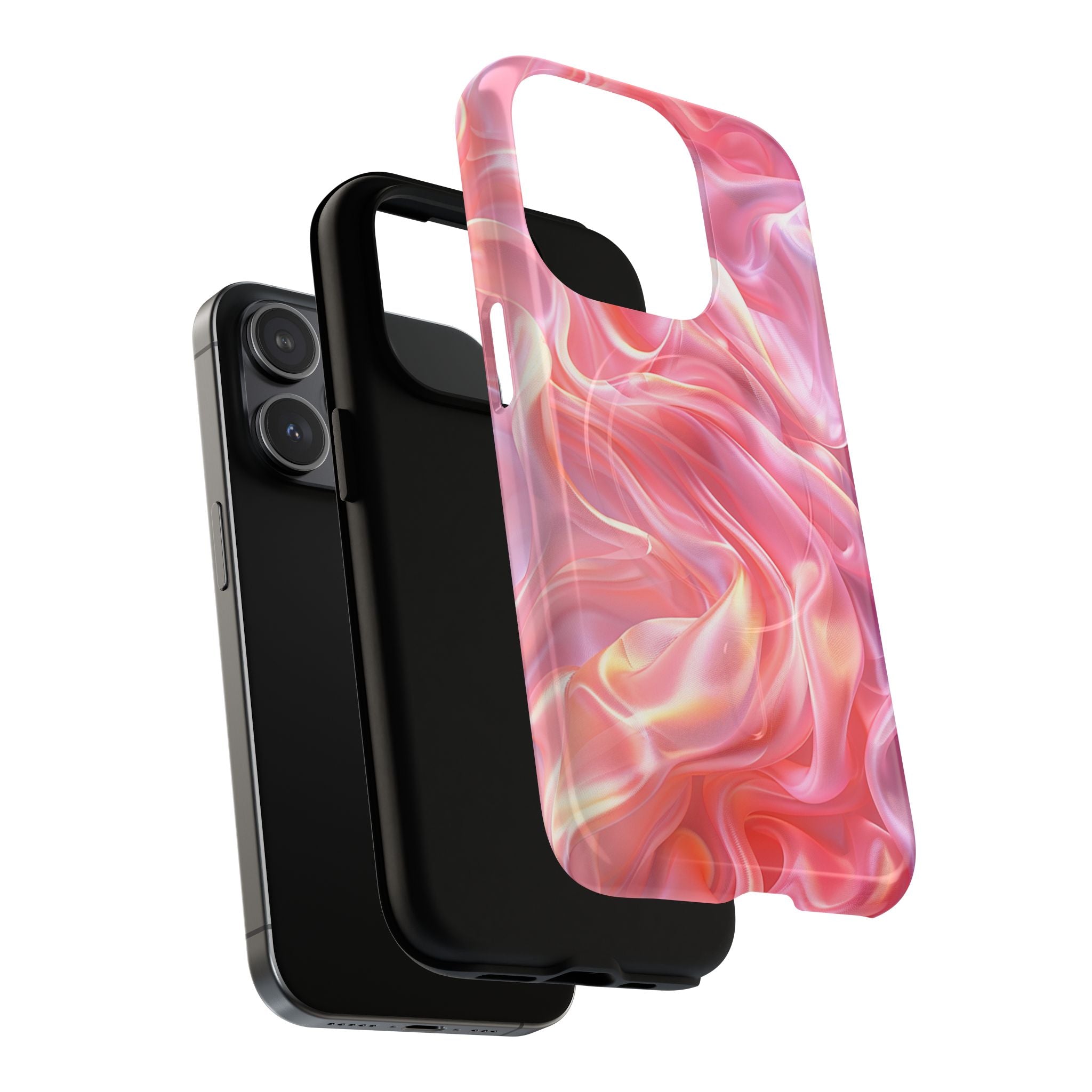 Pink Swirl Tough Magnetic Phone Case — Protective Magnetic iPhone Cover with Iridescent Marble Design