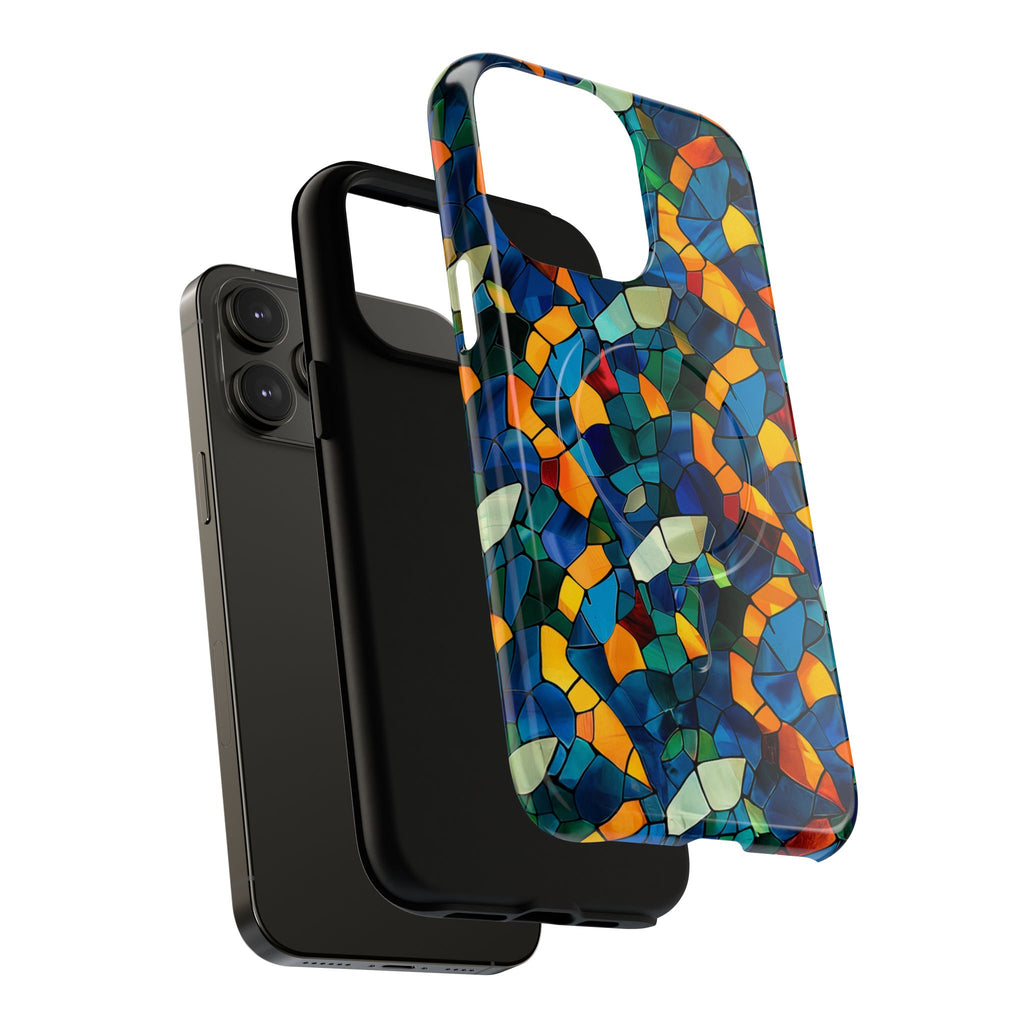 Stained Glass Mosaic Tough Magnetic Phone Case — Vibrant Abstract Protective Cover