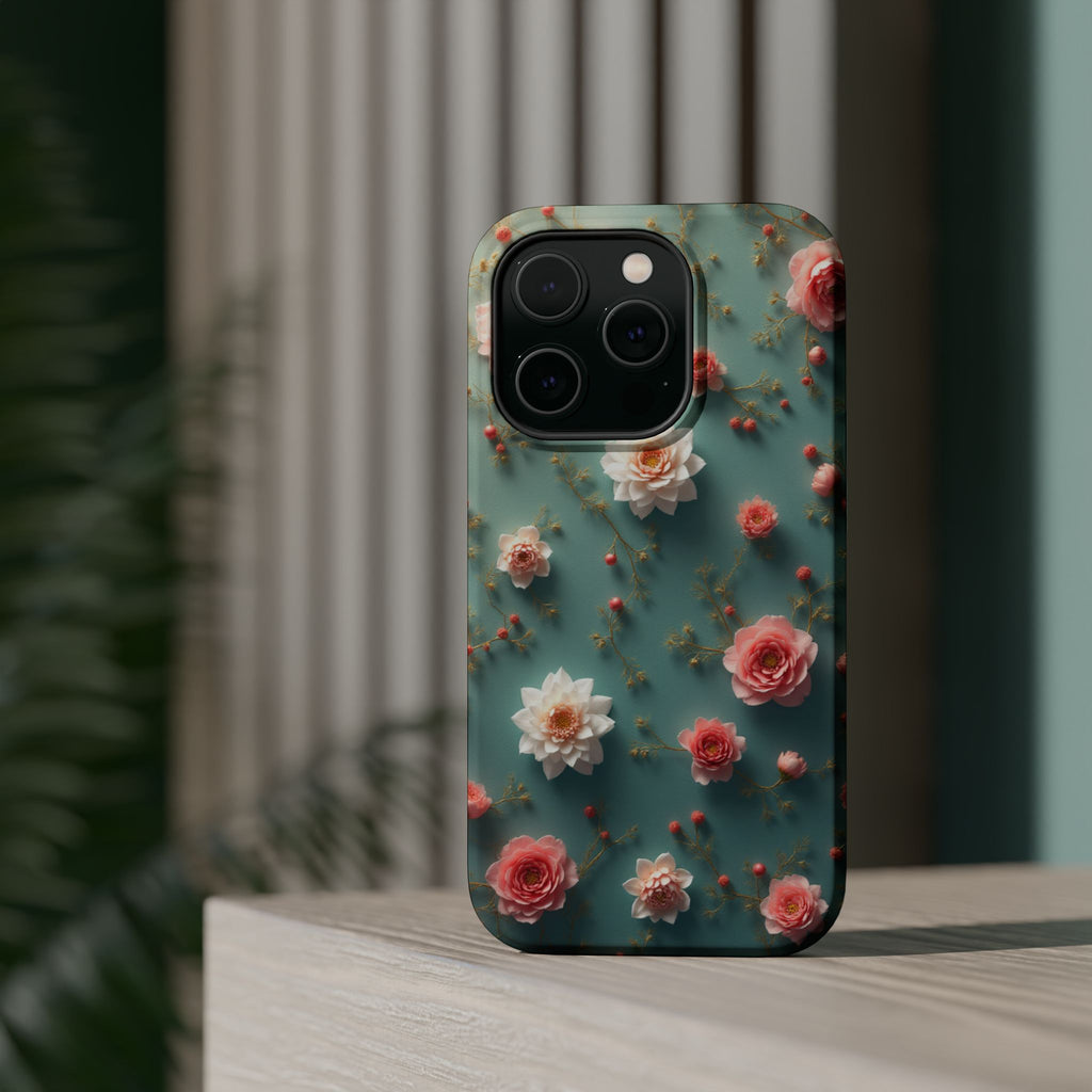 Floral Rose Pattern Magnetic Impact-Resistant Phone Case