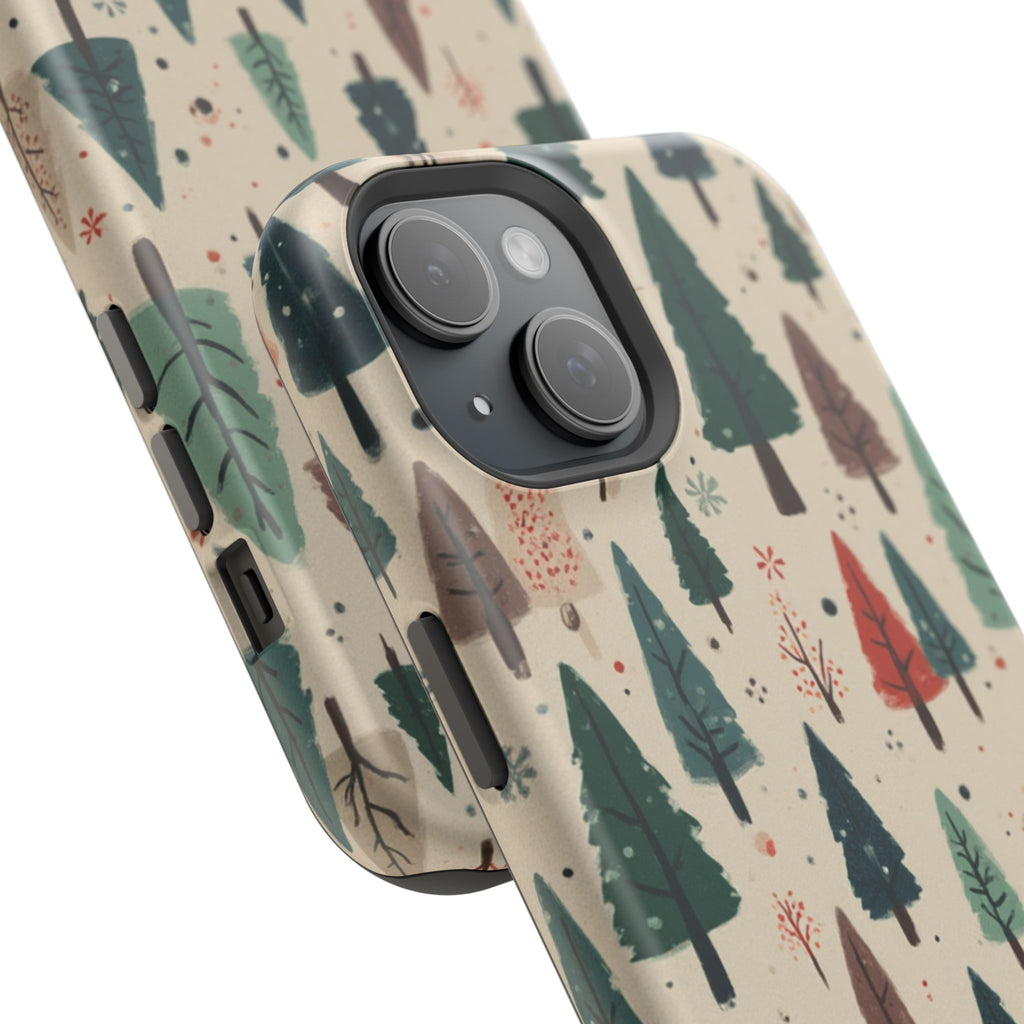 Forest Pattern Magnetic Impact-Resistant Phone Case — Winter Tree Design