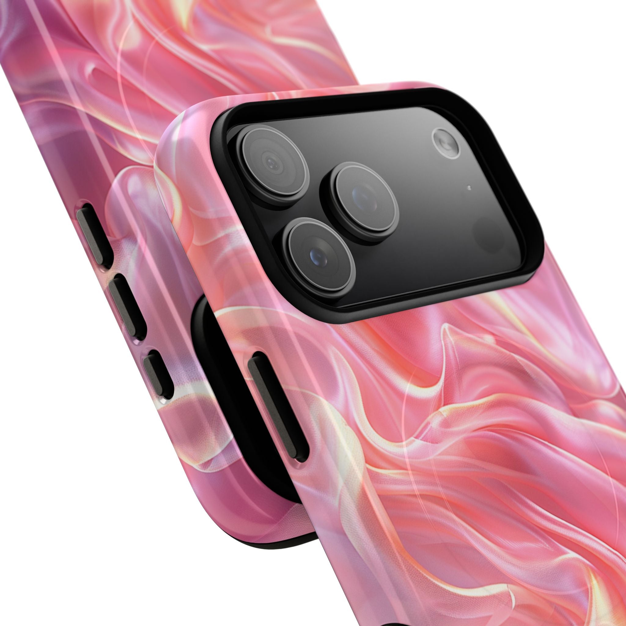 Pink Swirl Tough Magnetic Phone Case — Protective Magnetic iPhone Cover with Iridescent Marble Design