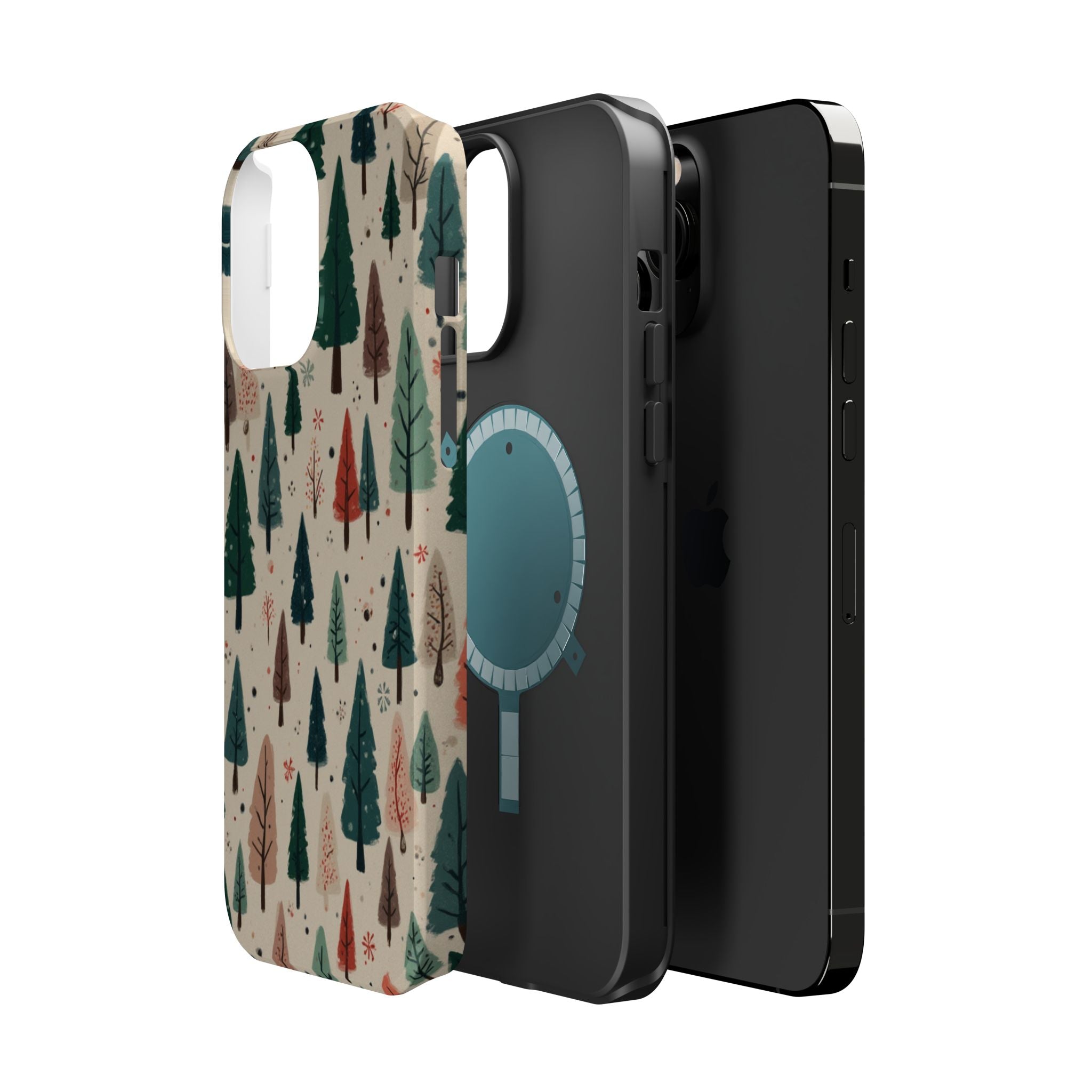 Forest Pattern Magnetic Impact-Resistant Phone Case — Winter Tree Design