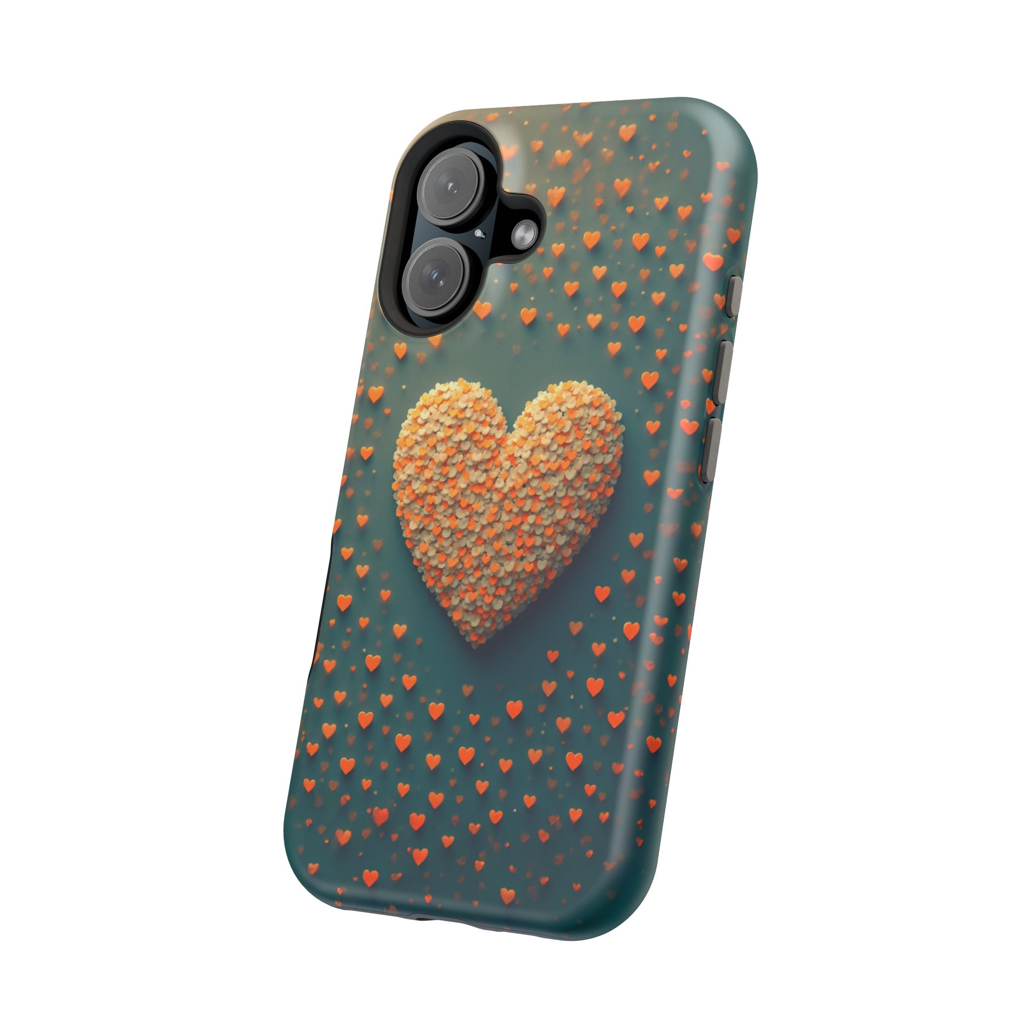 Magnetic Impact-Resistant Phone Case — Textured Heart Confetti Design