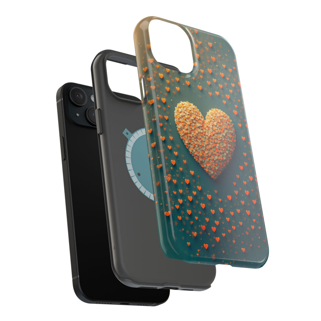 Magnetic Impact-Resistant Phone Case — Textured Heart Confetti Design