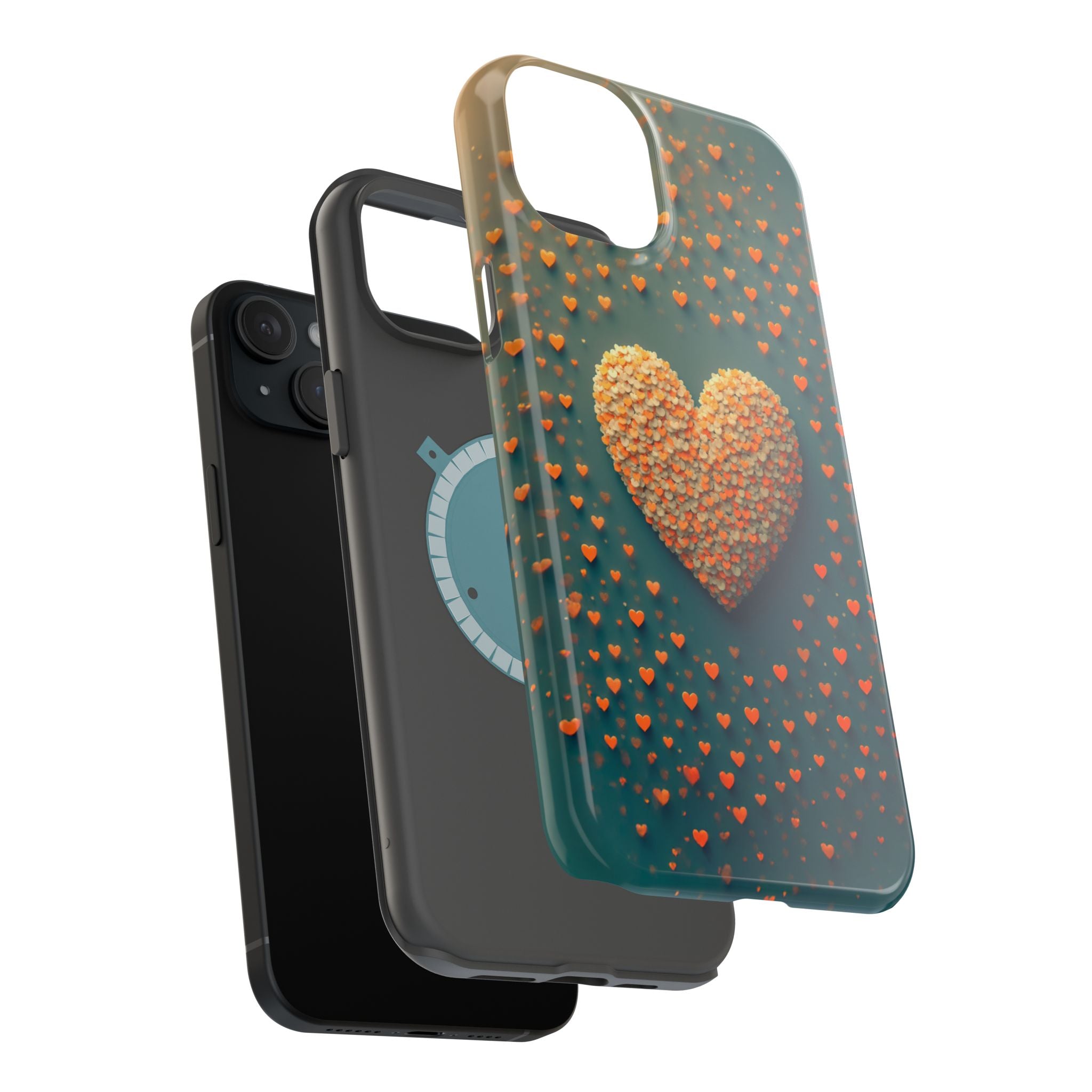 Magnetic Impact-Resistant Phone Case — Textured Heart Confetti Design