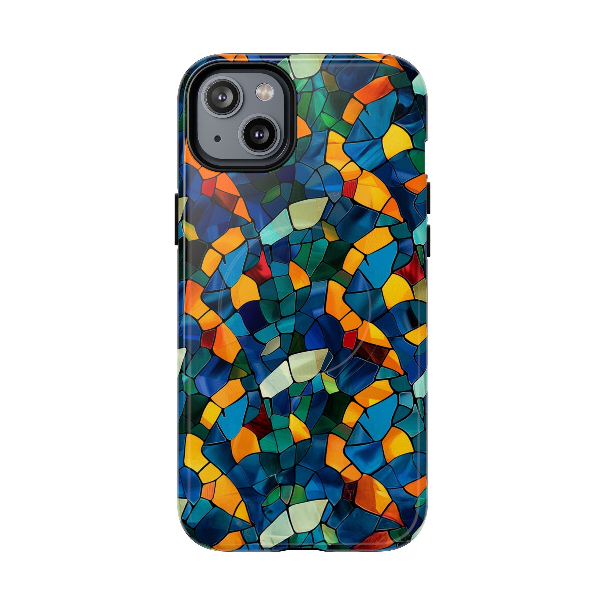 Stained Glass Mosaic Tough Magnetic Phone Case — Vibrant Abstract Protective Cover