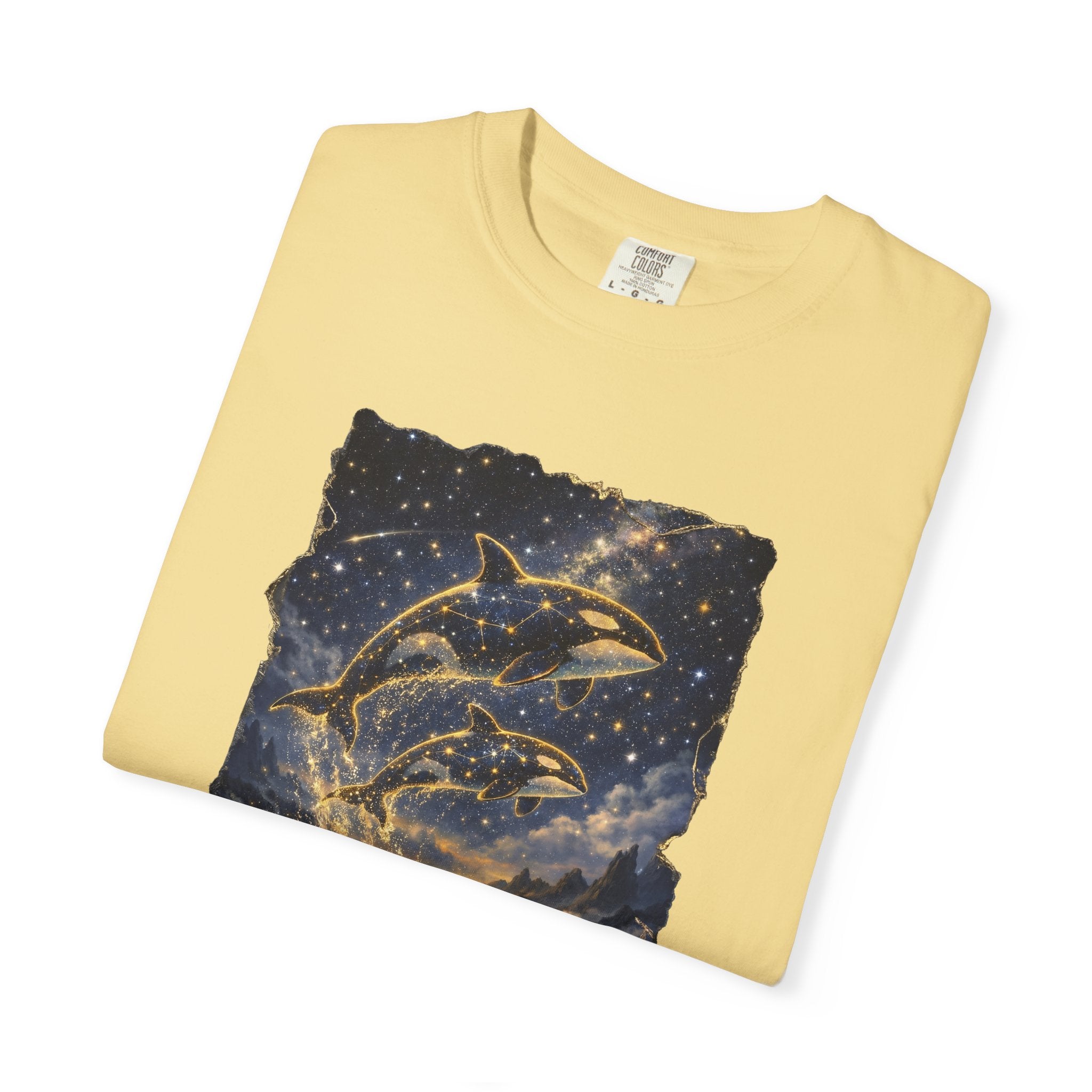 Orca Night Sky T-Shirt — Jumping Whales Moonlight Graphic Tee