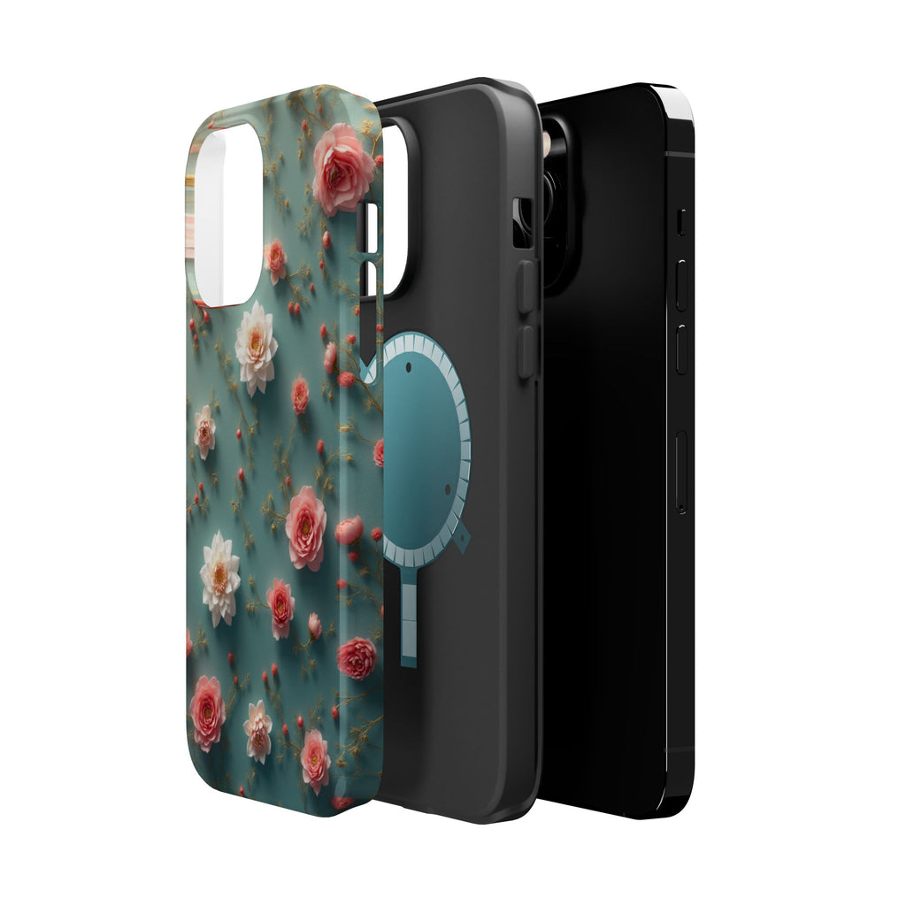 Floral Rose Pattern Magnetic Impact-Resistant Phone Case