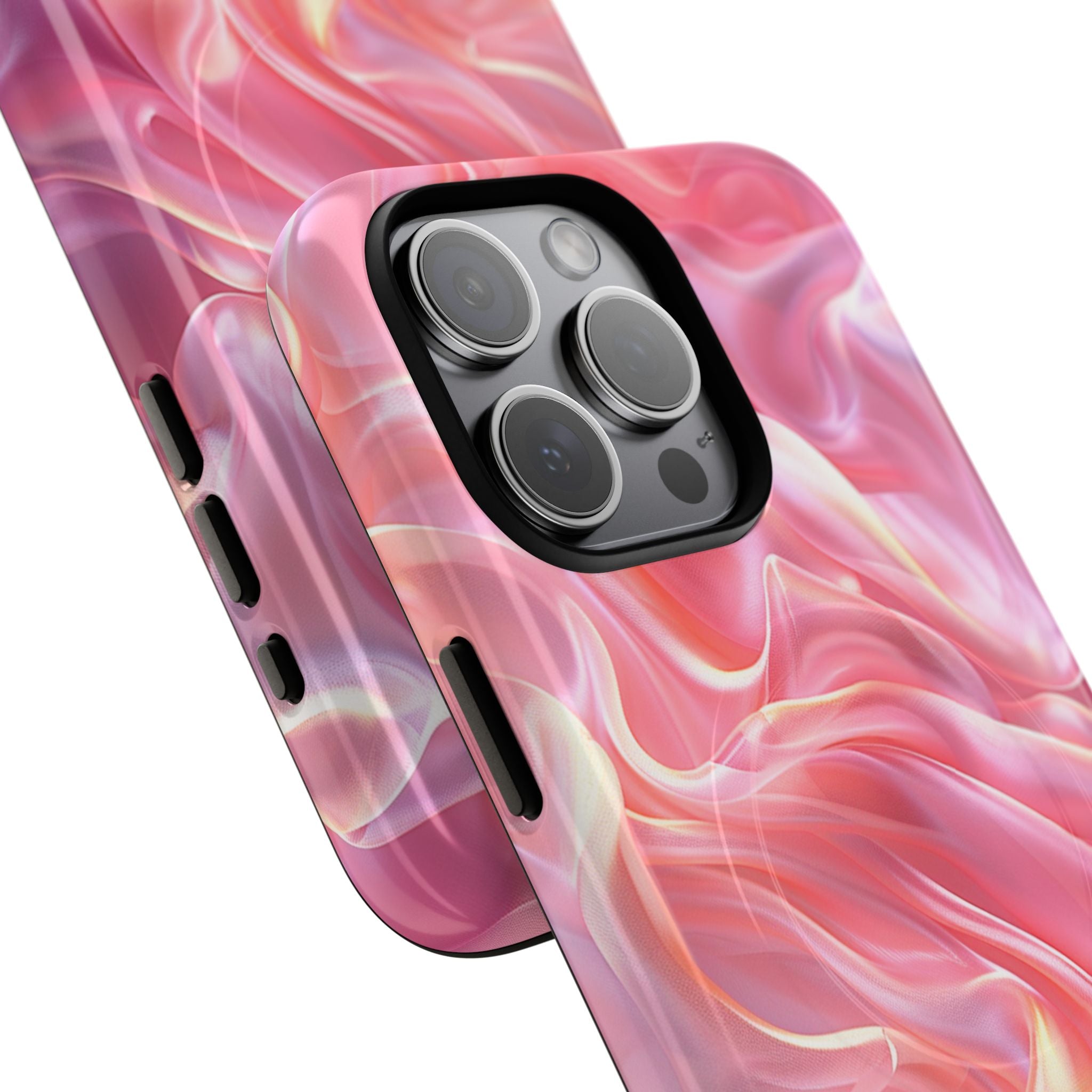 Pink Swirl Tough Magnetic Phone Case — Protective Magnetic iPhone Cover with Iridescent Marble Design