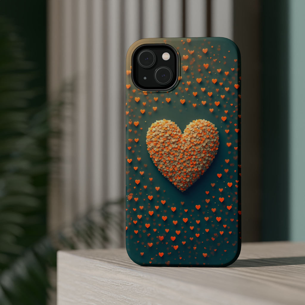Magnetic Impact-Resistant Phone Case — Textured Heart Confetti Design