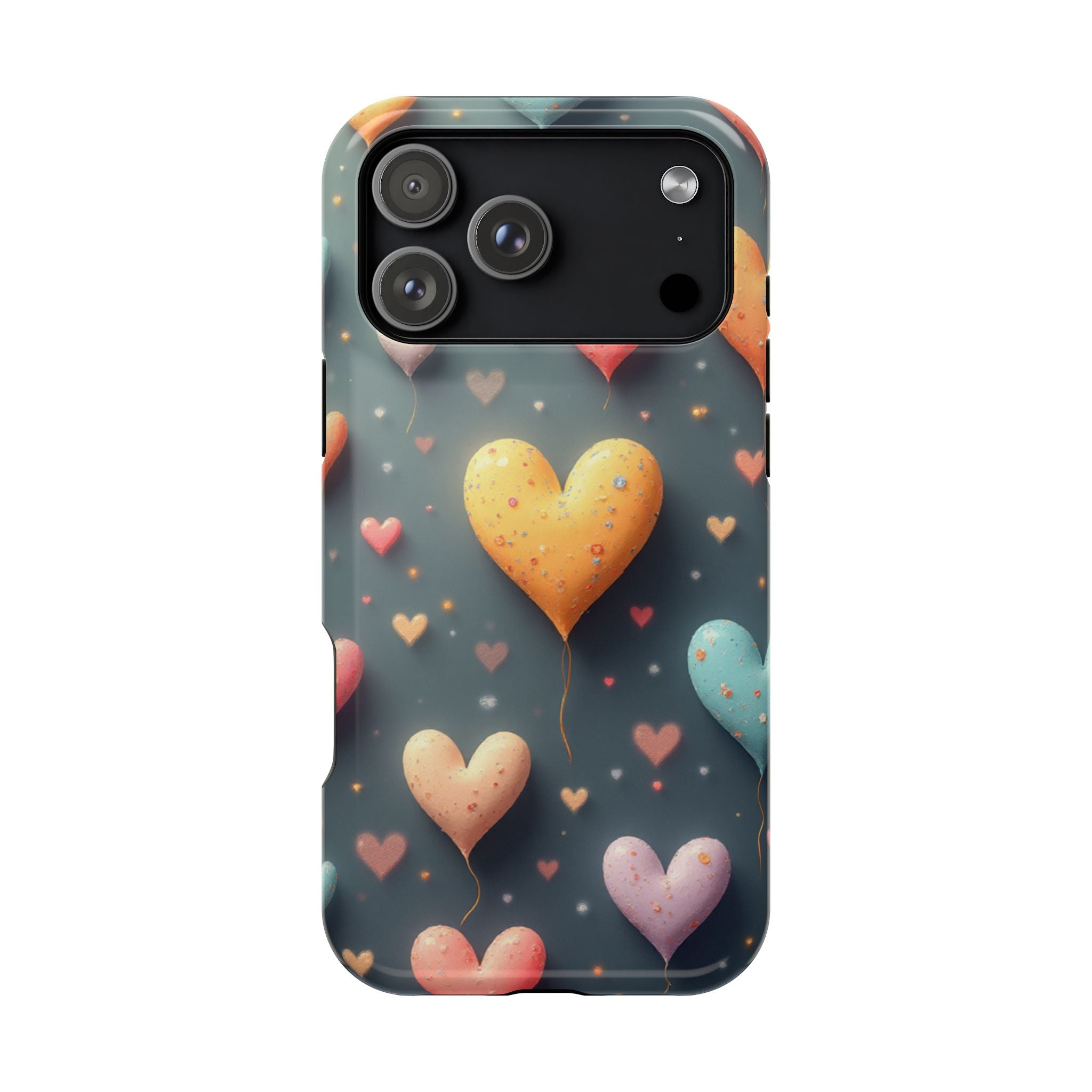 Magnetic Impact-Resistant Phone Case — Colorful Floating Heart Design