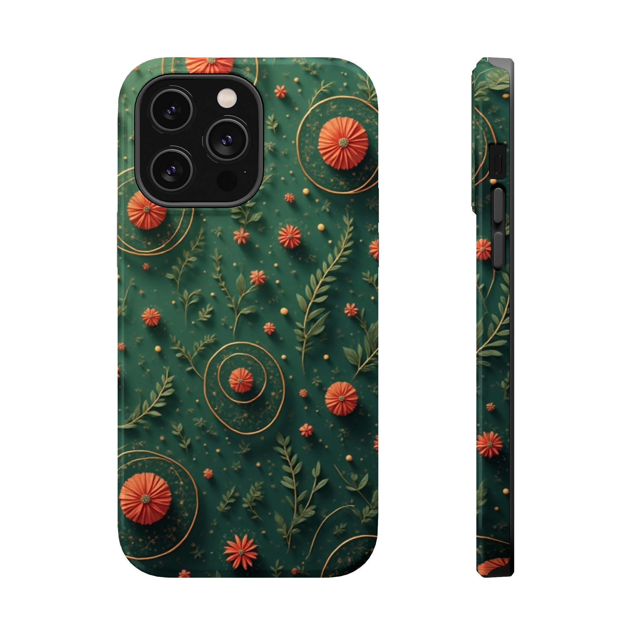 Floral Green Magnetic Impact Phone Case — Protective Botanical Design