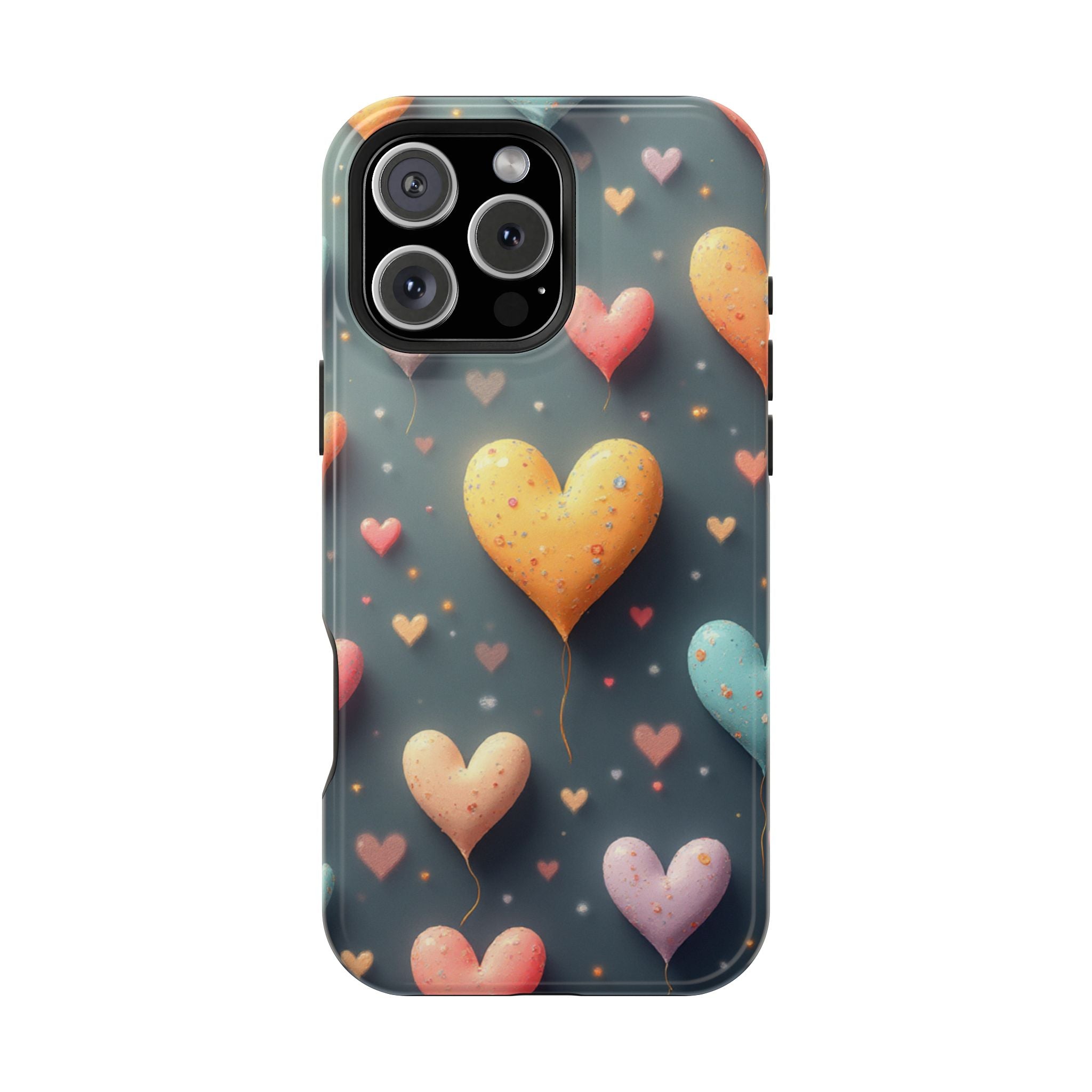 Magnetic Impact-Resistant Phone Case — Colorful Floating Heart Design