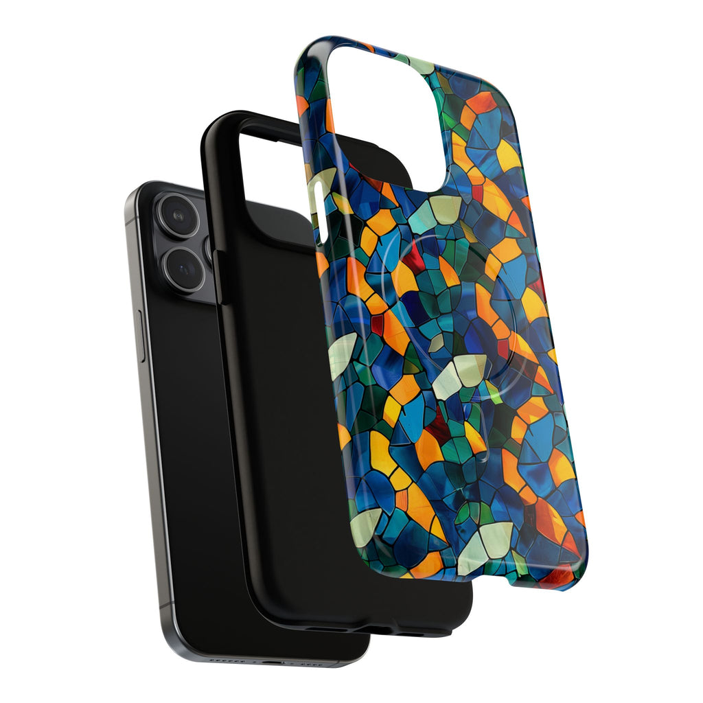 Stained Glass Mosaic Tough Magnetic Phone Case — Vibrant Abstract Protective Cover