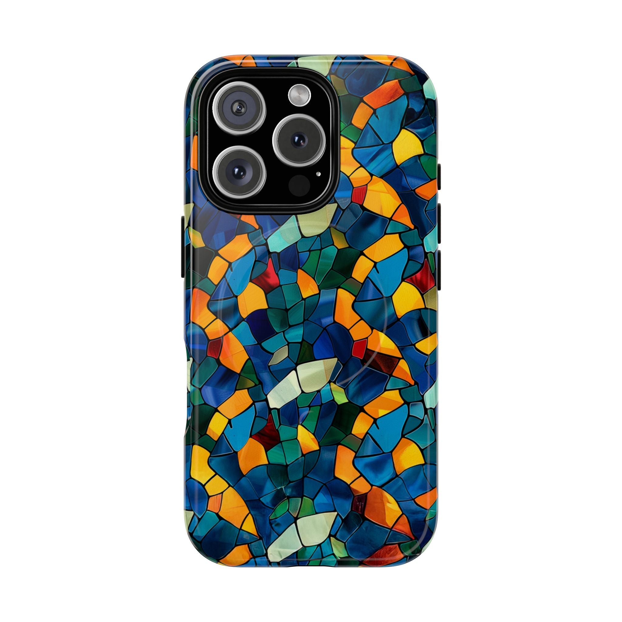 Stained Glass Mosaic Tough Magnetic Phone Case — Vibrant Abstract Protective Cover