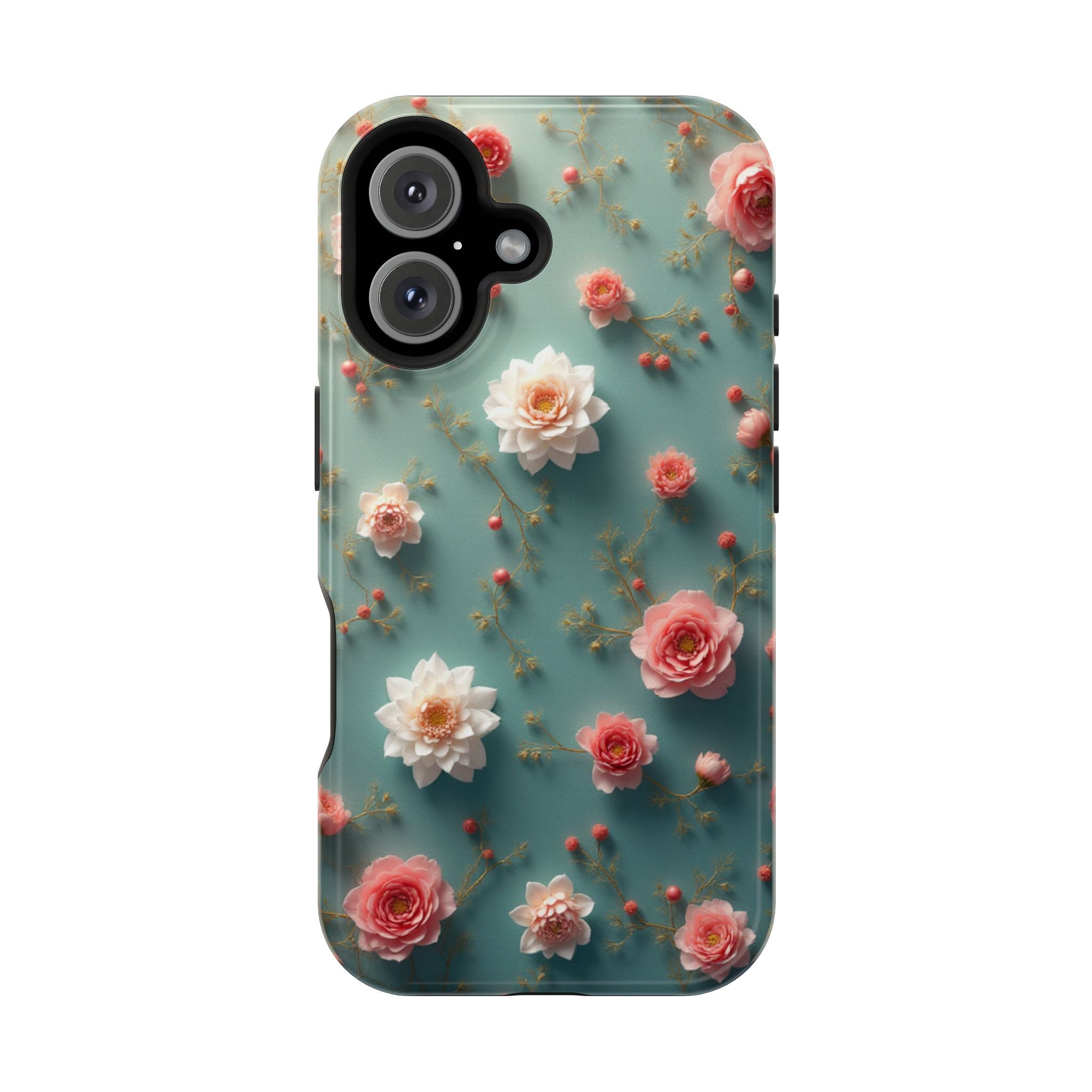 Floral Rose Pattern Magnetic Impact-Resistant Phone Case