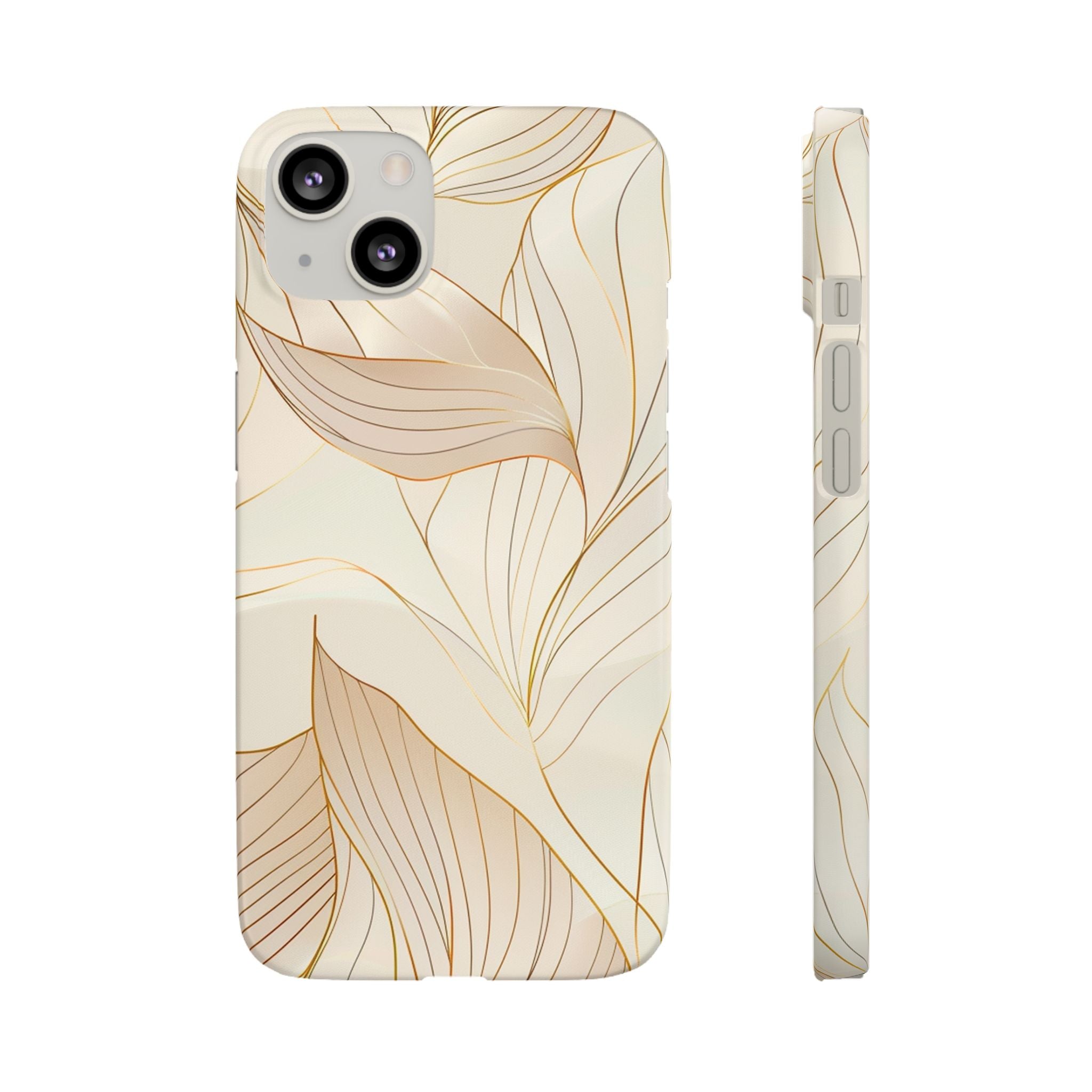 Floral Gold Leaf Phone Case — Elegant Neutral Botanical Snap Case