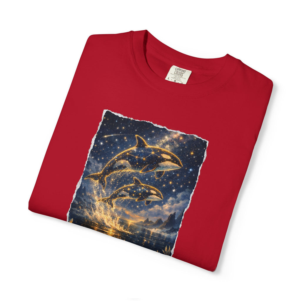 Dolphins T-Shirt — Glowing Night Sky Ocean Dolphins Tee
