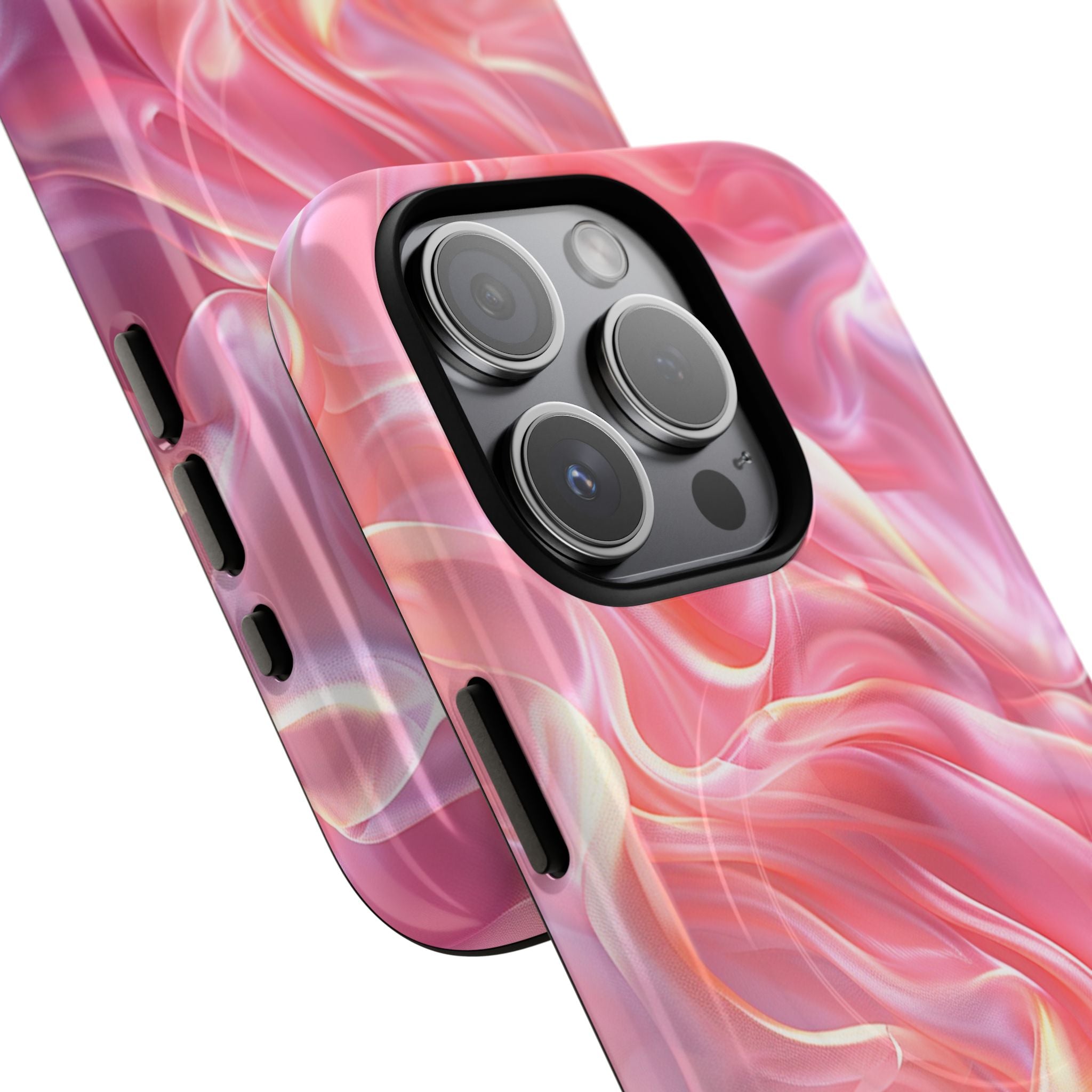 Pink Swirl Tough Magnetic Phone Case — Protective Magnetic iPhone Cover with Iridescent Marble Design
