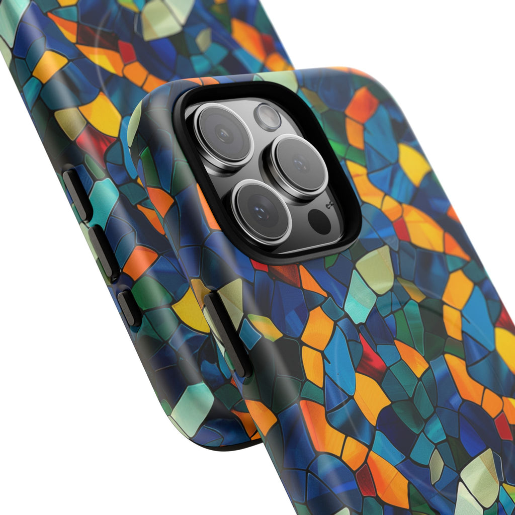 Stained Glass Mosaic Tough Magnetic Phone Case — Vibrant Abstract Protective Cover