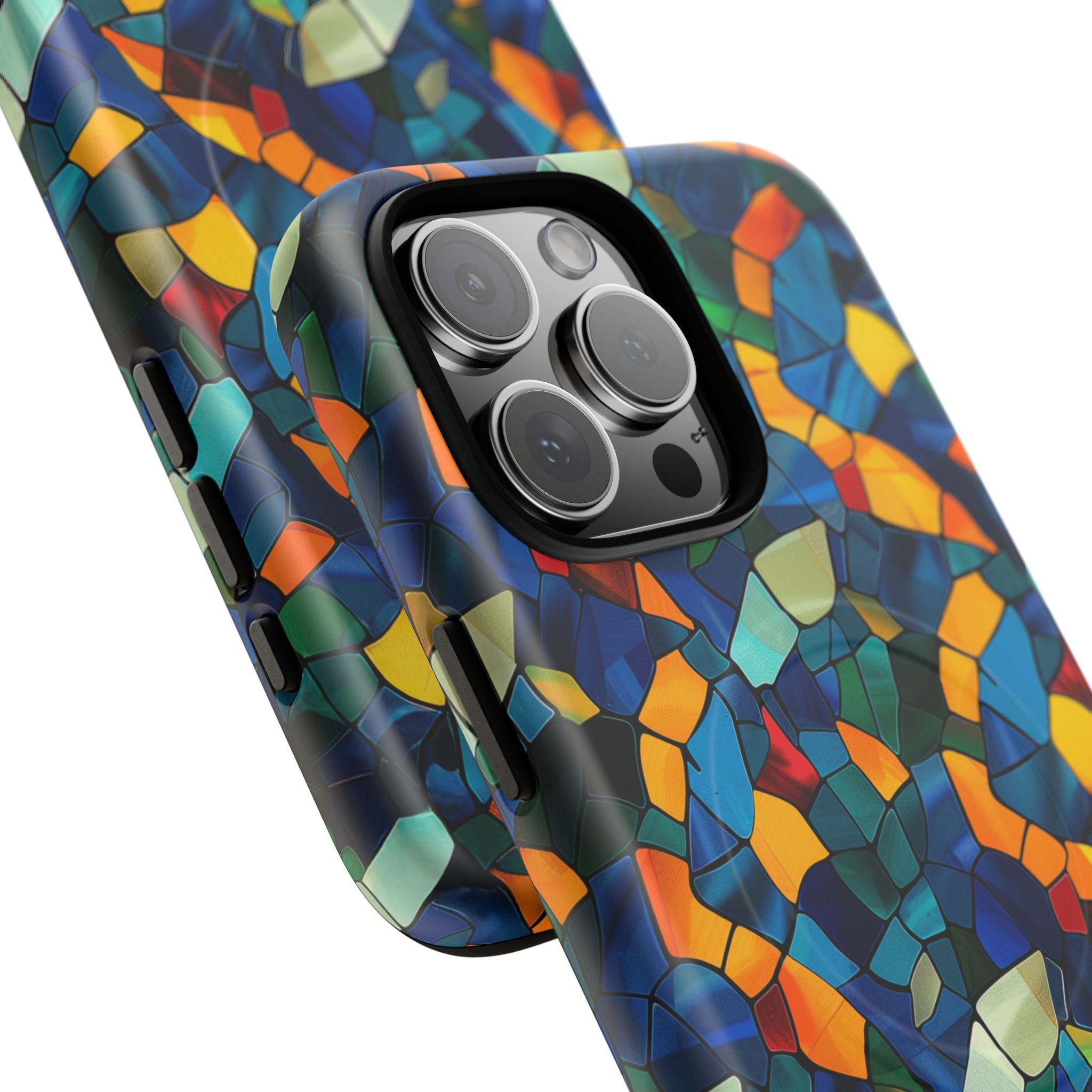 Stained Glass Mosaic Tough Magnetic Phone Case — Vibrant Abstract Protective Cover