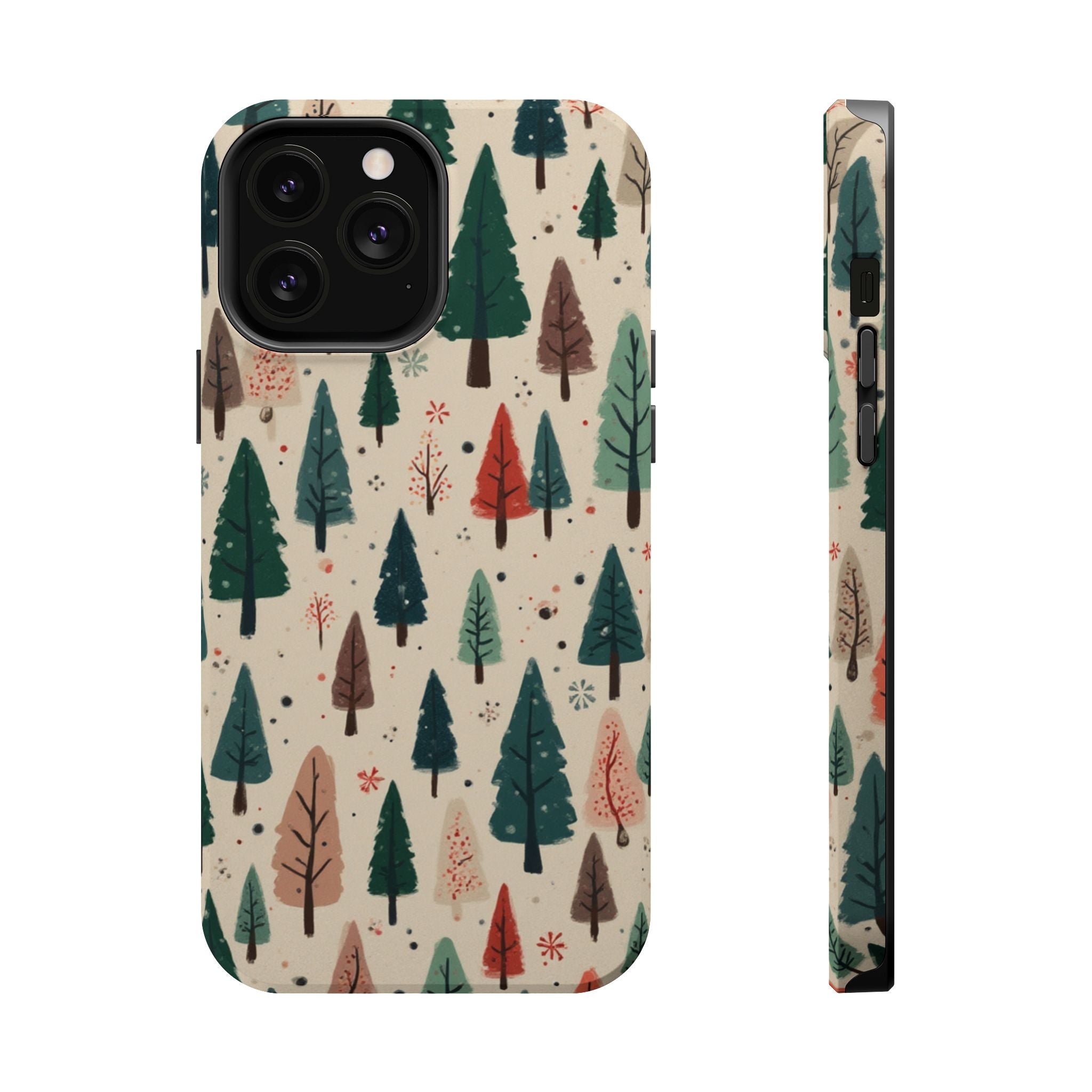 Forest Pattern Magnetic Impact-Resistant Phone Case — Winter Tree Design