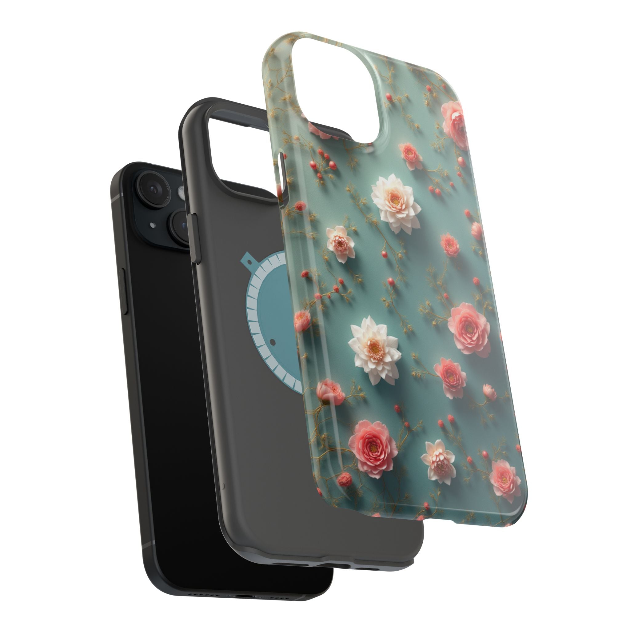 Floral Rose Pattern Magnetic Impact-Resistant Phone Case