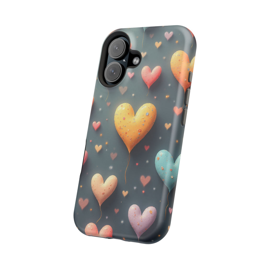 Magnetic Impact-Resistant Phone Case — Colorful Floating Heart Design