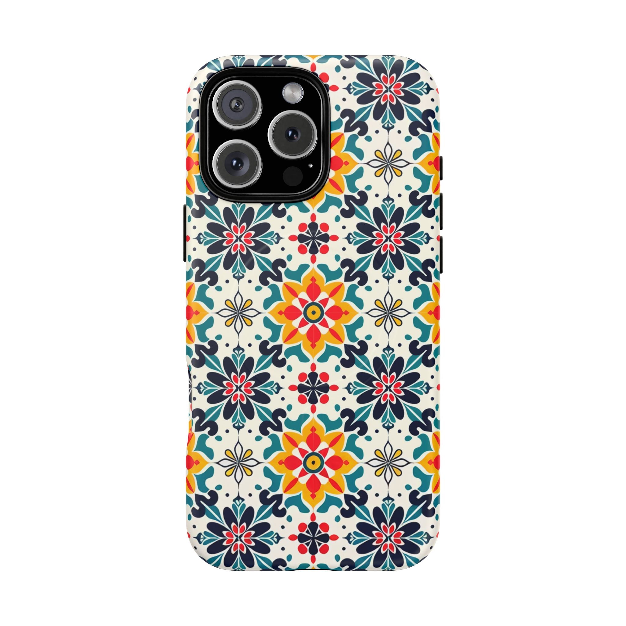 Floral Mosaic Tough Magnetic Phone Case — Colorful Boho Protective Cover