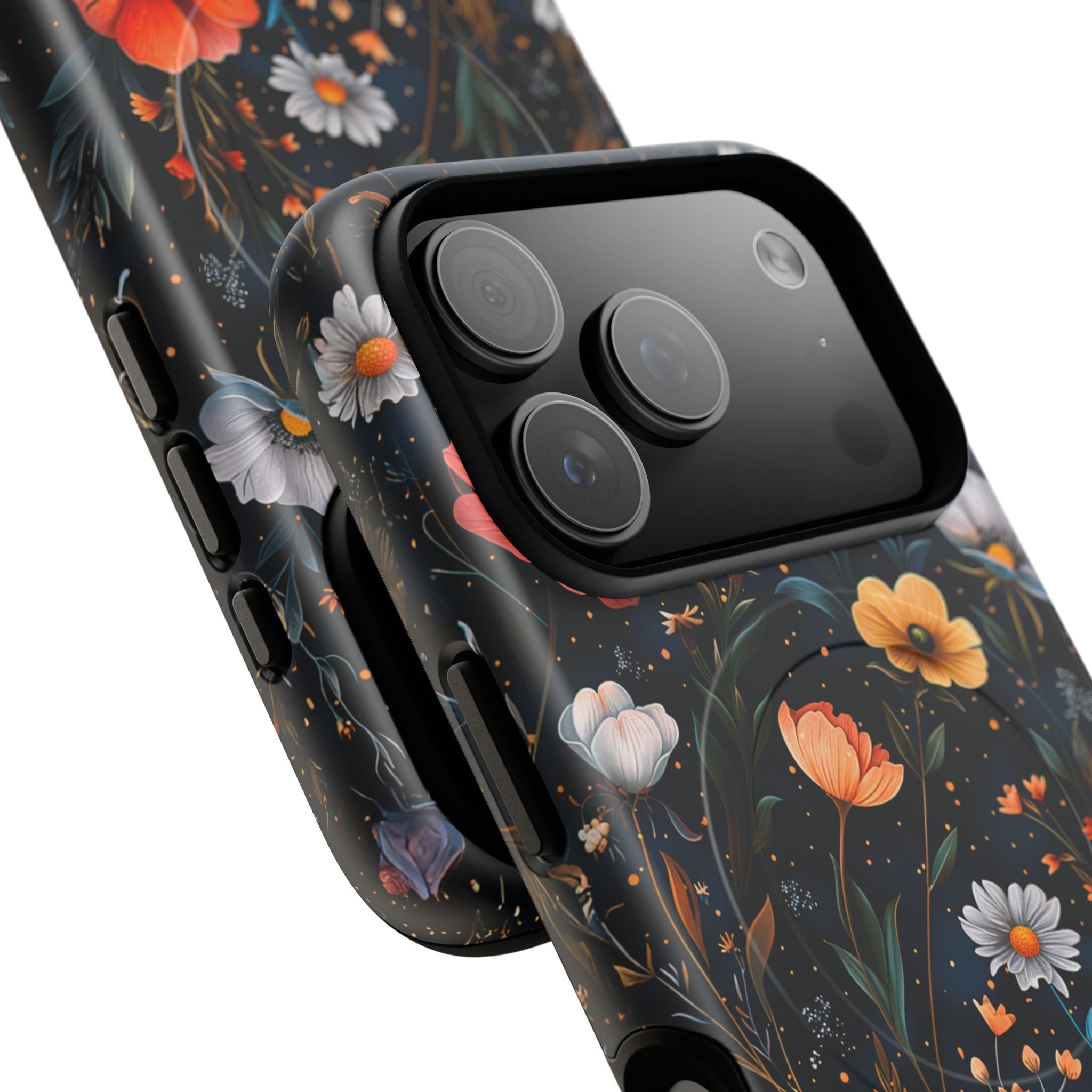 Magnetic Tough Case — Dark Floral Meadow with Moon & Daisies